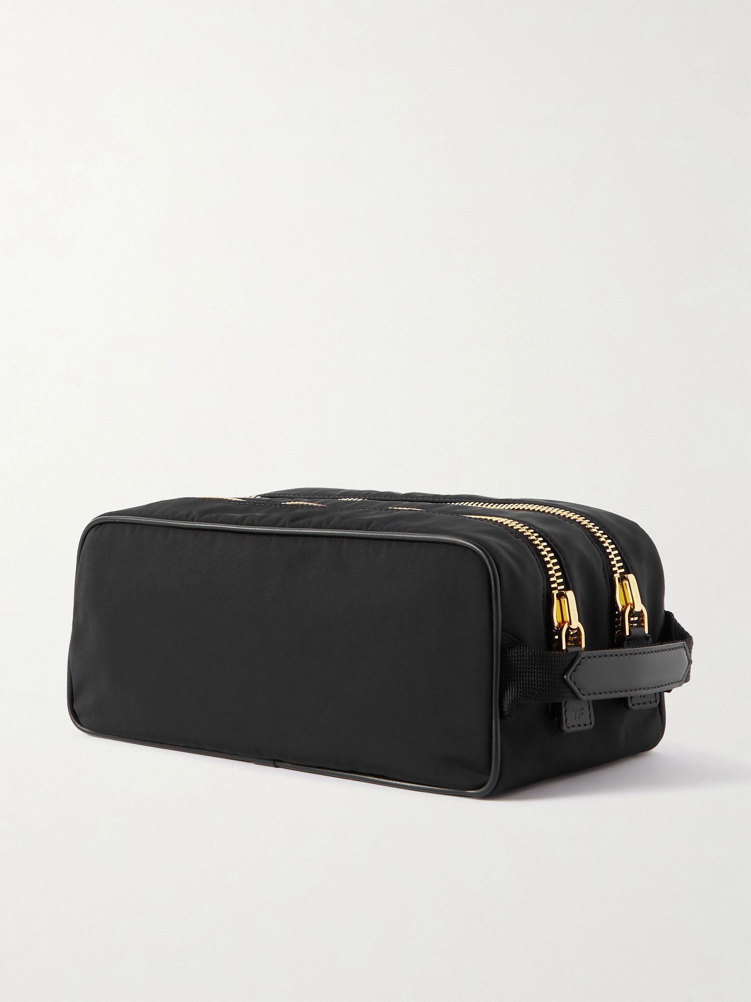 Leather-Trimmed Shell Wash Bag Black - 2
