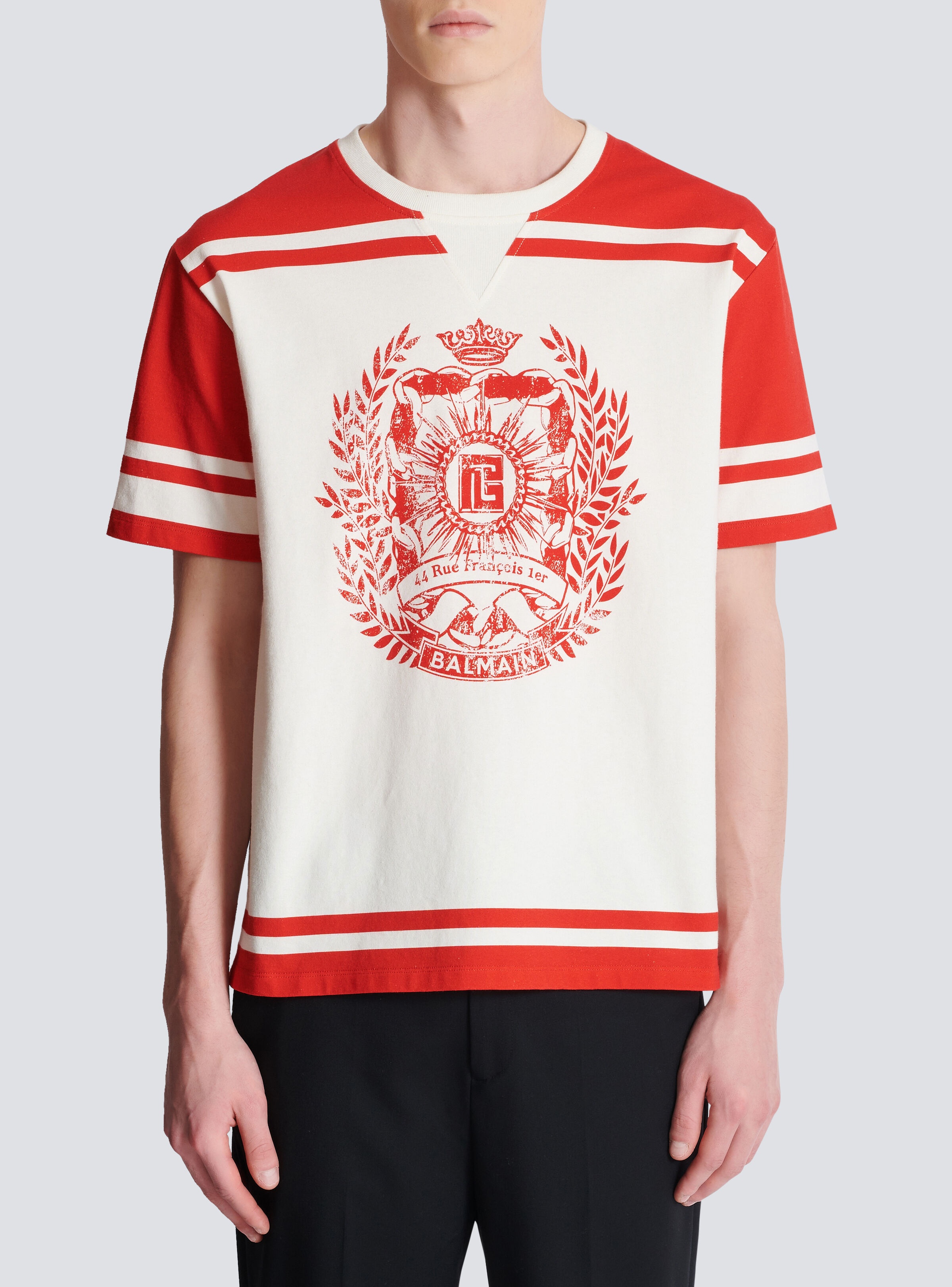 Varsity T-shirt with Balmain Écusson print - 5