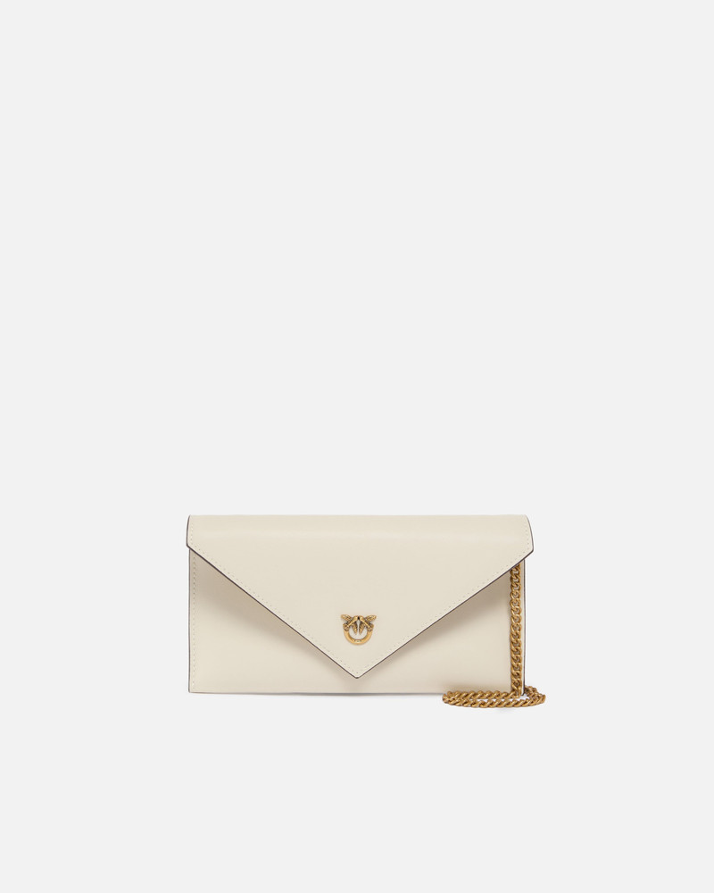 SMALL SMOOTH LEATHER ENVELOPE CLUTCH BAG WITH LOVE BIRDS LOGO 1