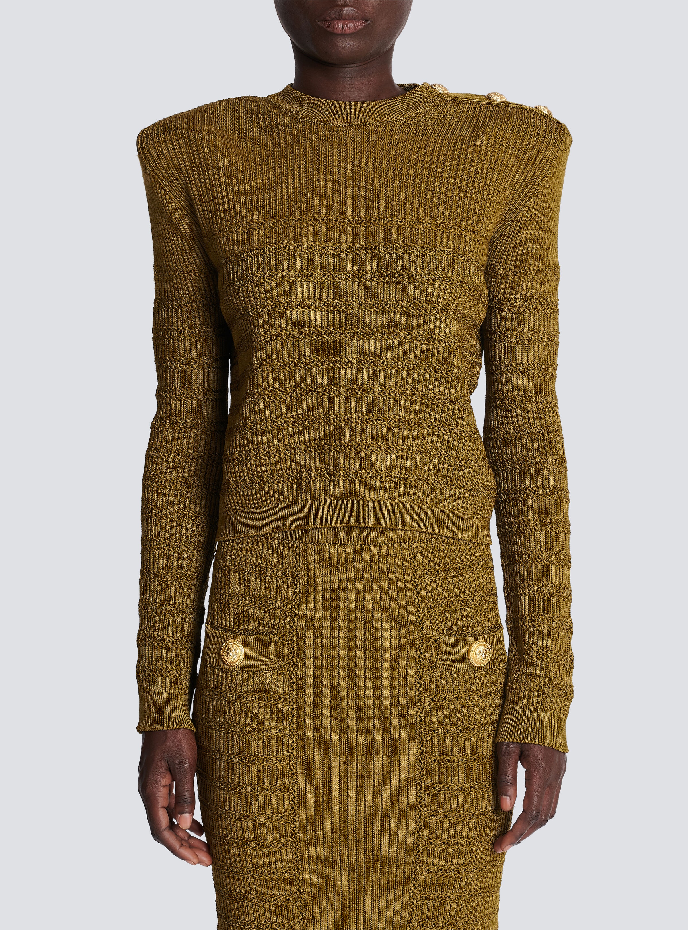 Knit jumper with gold buttons - 5