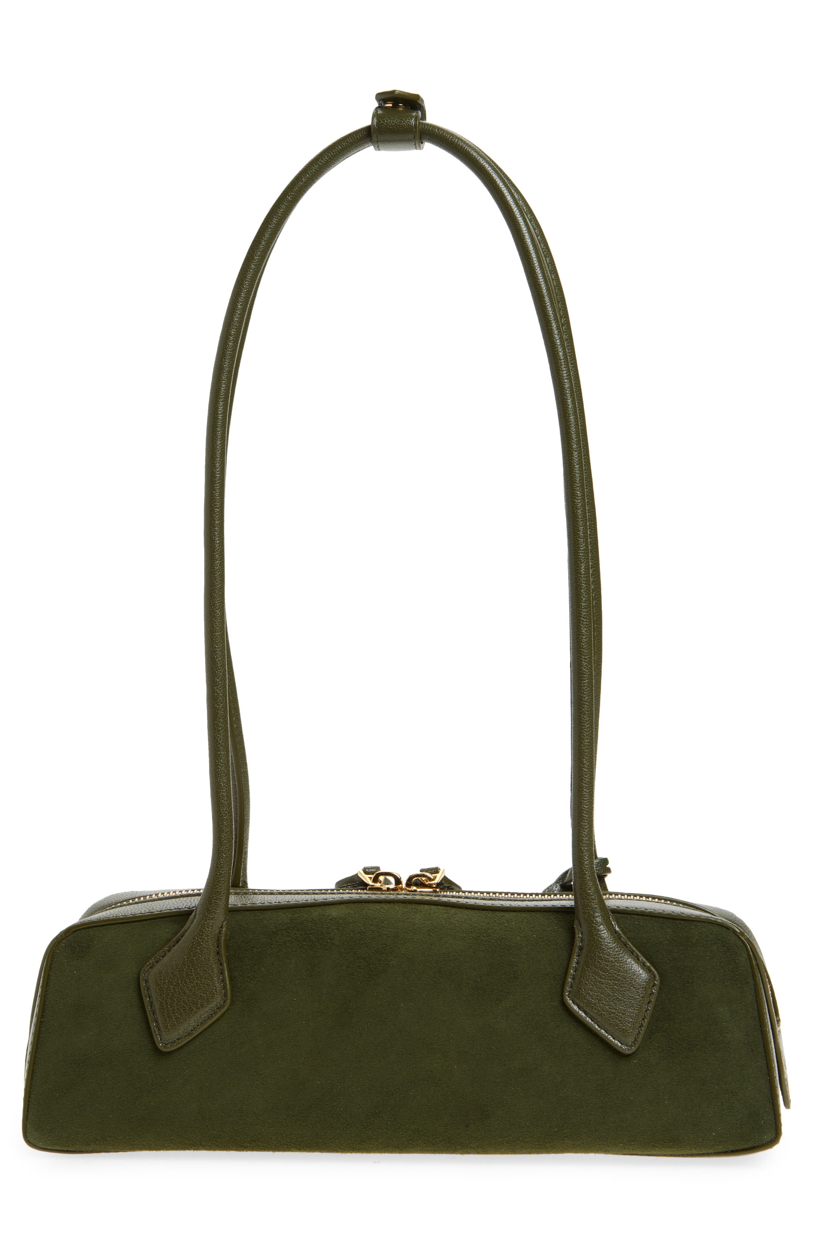Alaïa Small Le Teckel Suede East/West Shoulder Bag in Olive at Nordstrom - 2