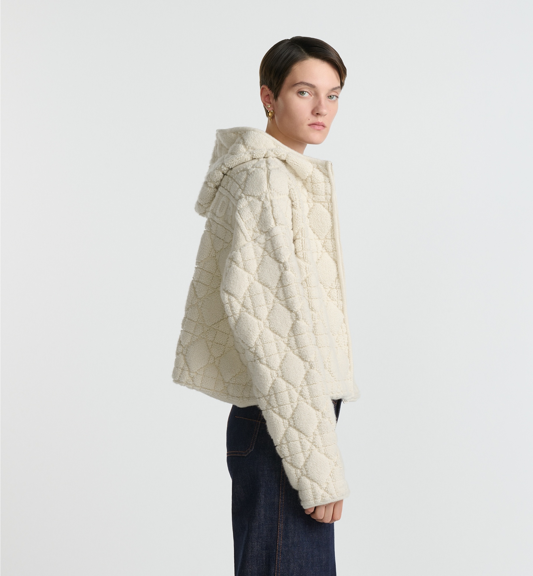 Cannage Zipped Cardigan with Hood - 2