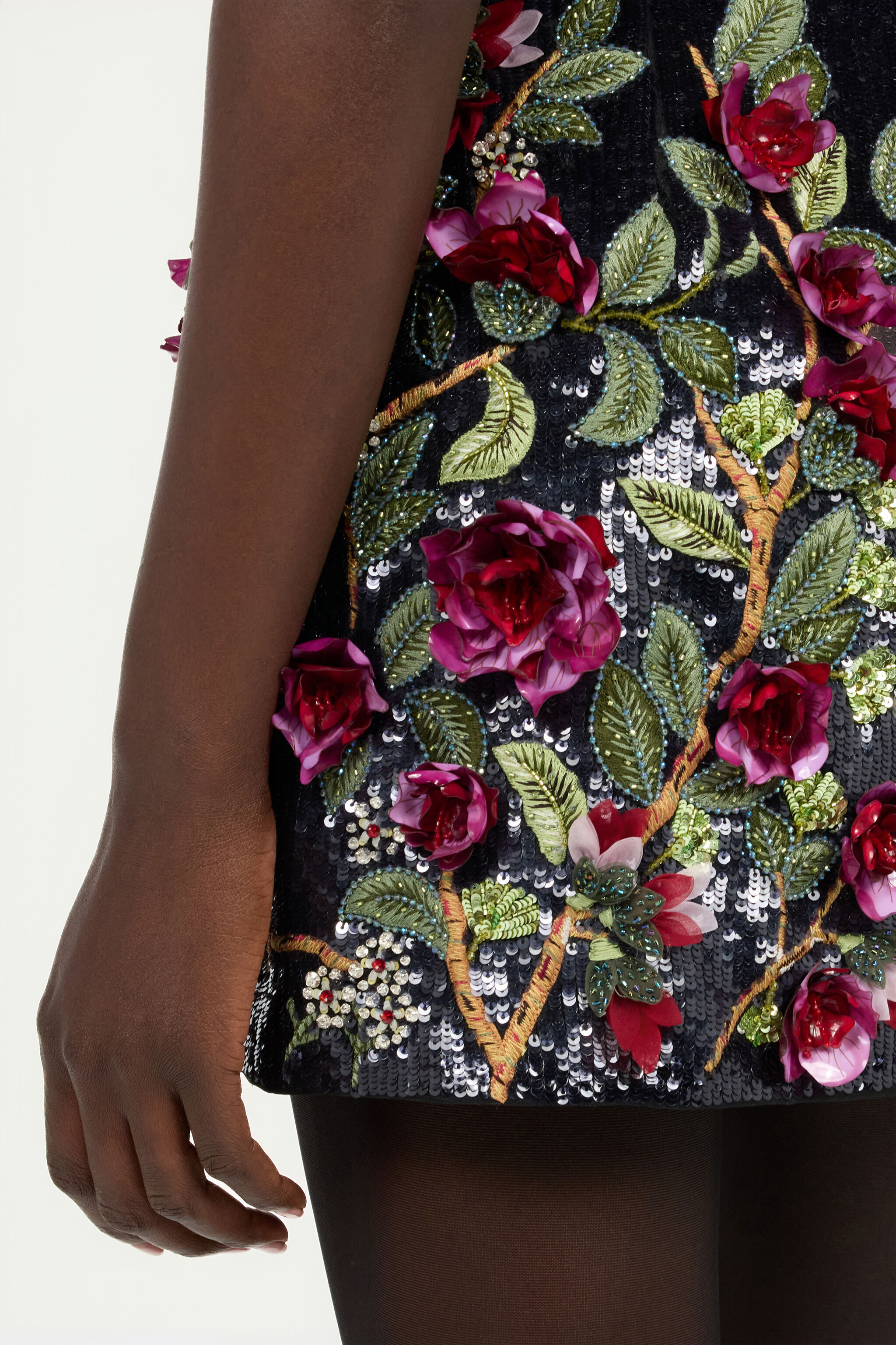 Black Miniskirt With Multicolor Decorations - 6
