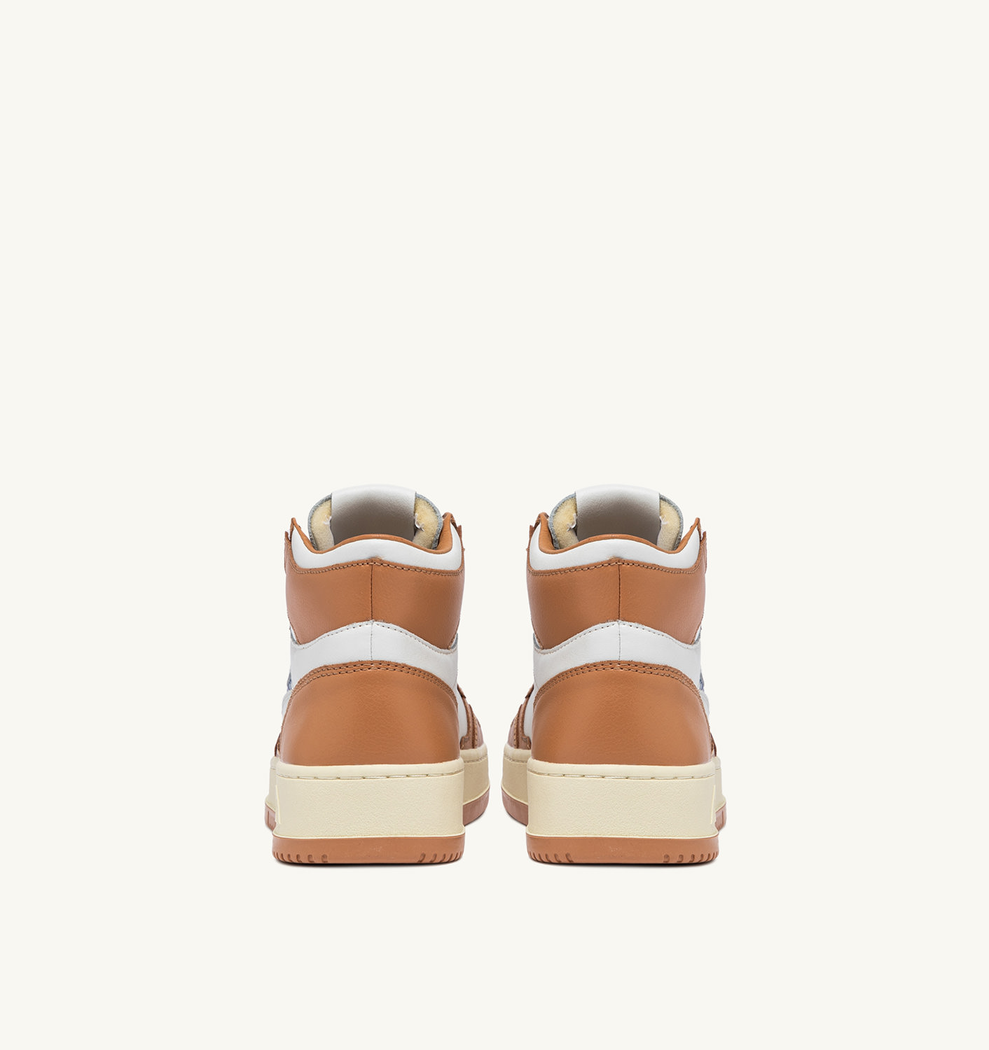 MEDALIST MID BICOLOR SNEAKERS IN WHITE AND SANDSTORM LEATHER - 3
