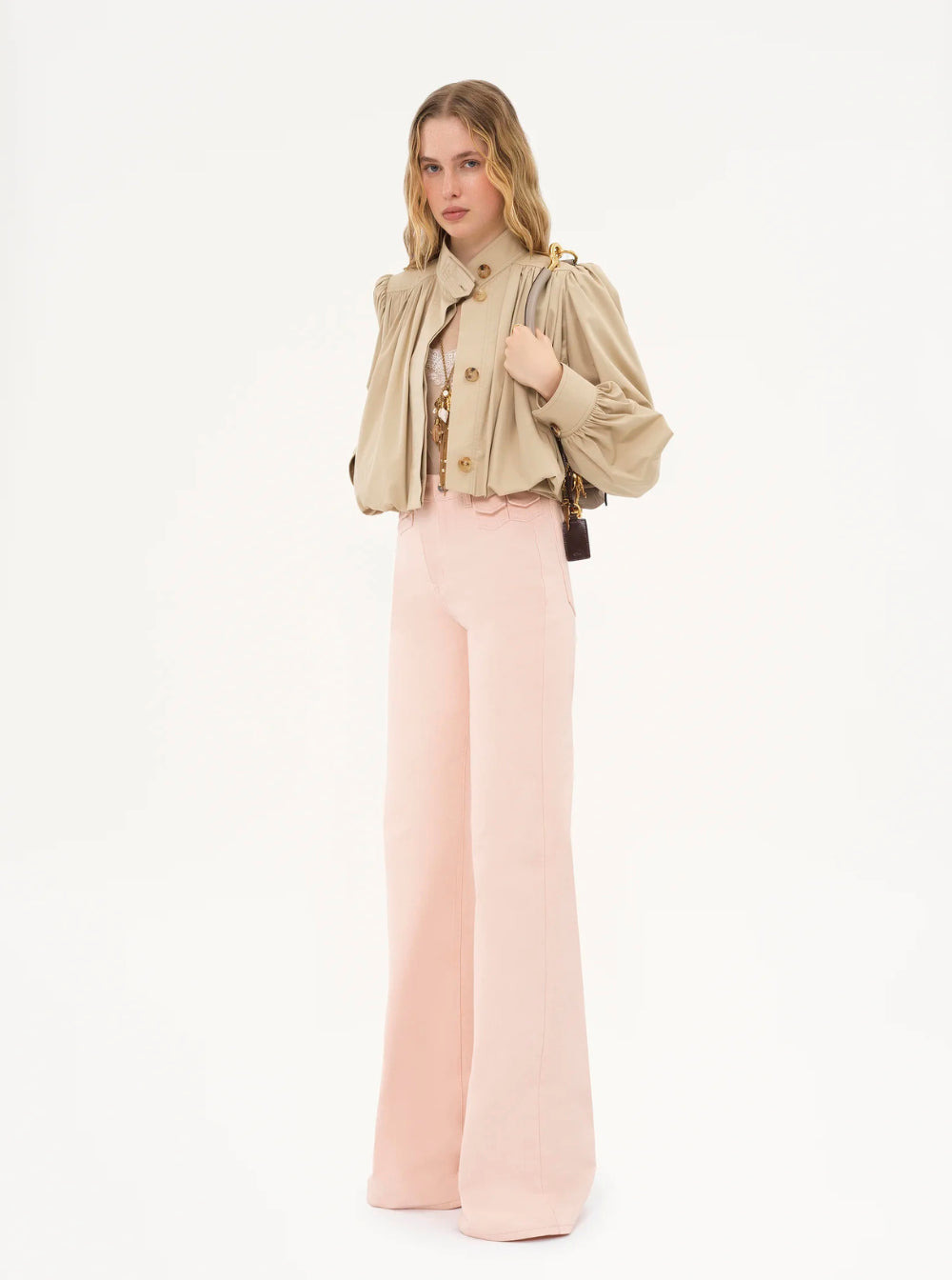 Chloé Women Pink High Waist Jeans With Mini Pockets With Waist Flap In Denim Woman - 2