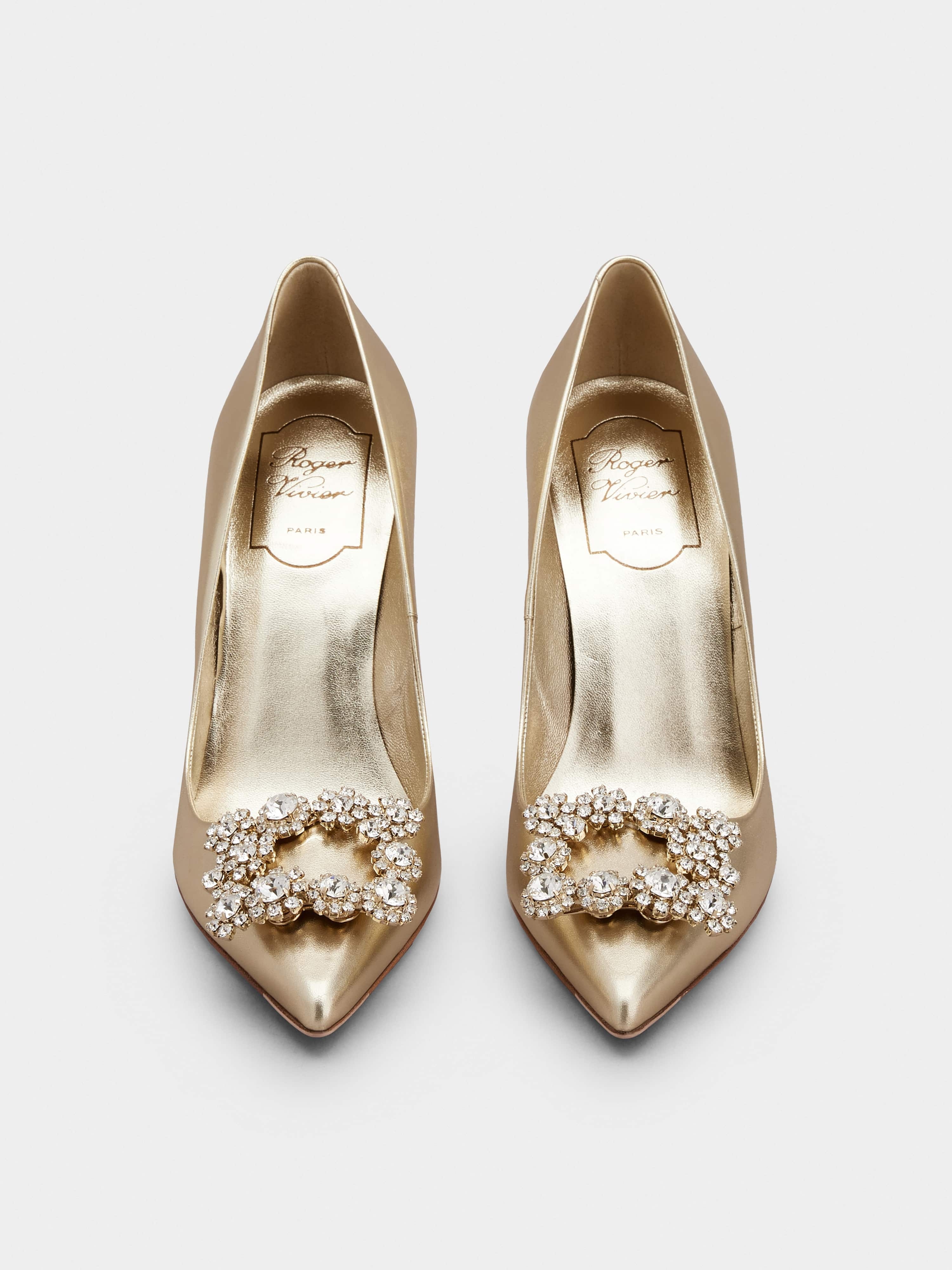 Flower Strass Buckle Pumps in Nappa Leather - 7