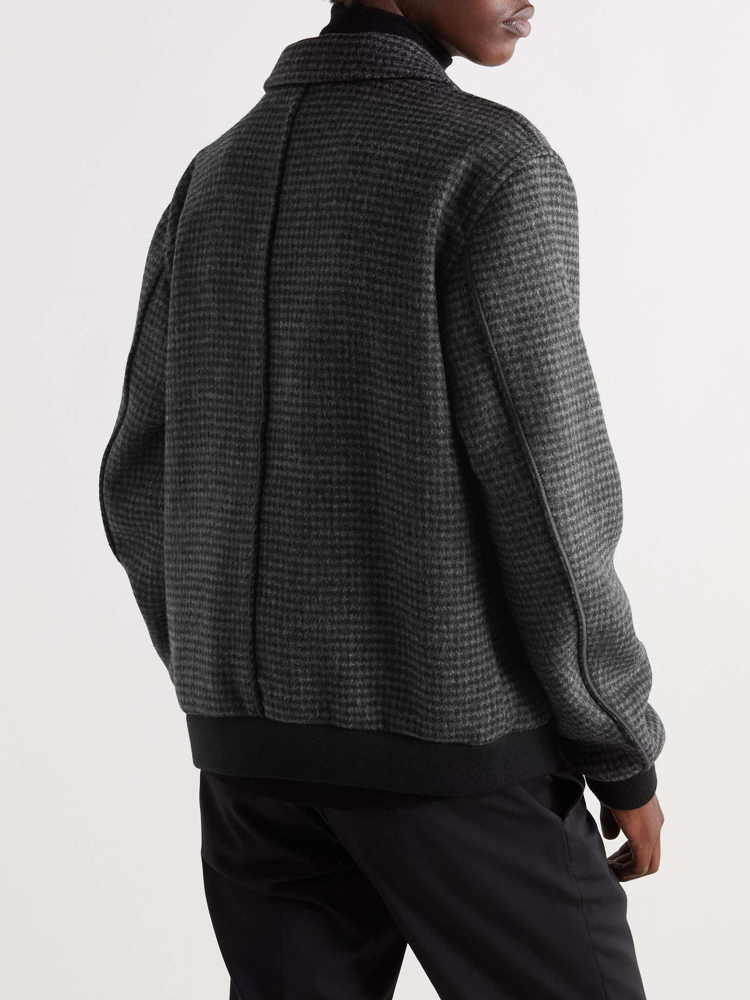 Houndstooth Wool-Blend Bomber Jacket - 4