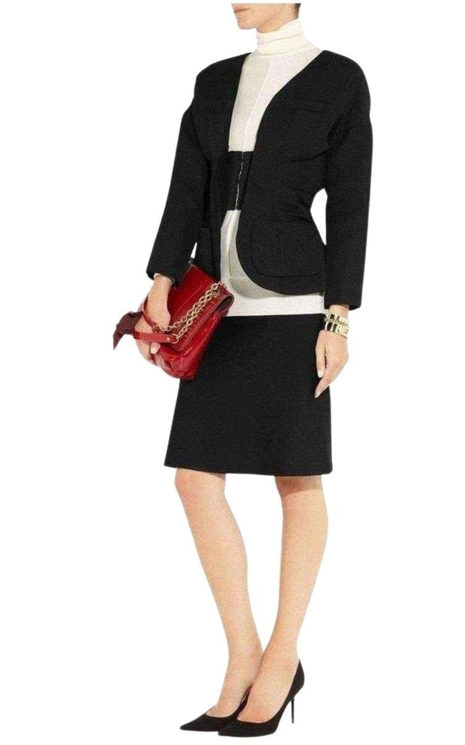 Wool Open Front Blazer Jacket - 3