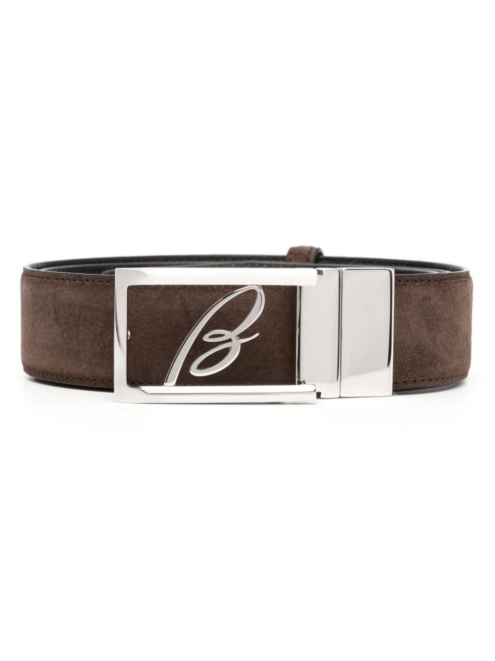 logo-buckle suede belt - 2