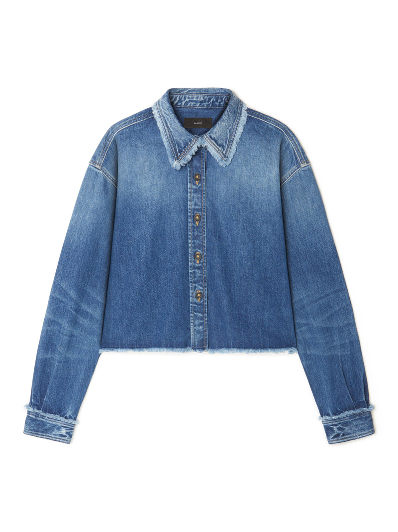 Fringed Cropped Denim Shirt 1