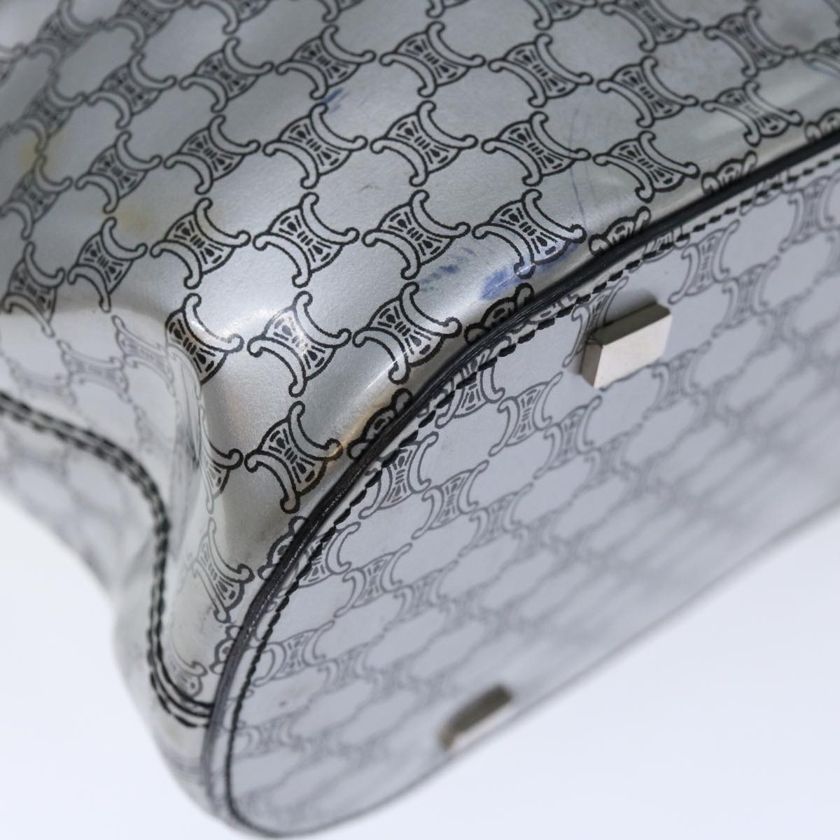 CELINE Macadam Canvas Tote Bag Enamel Silver Black - 9