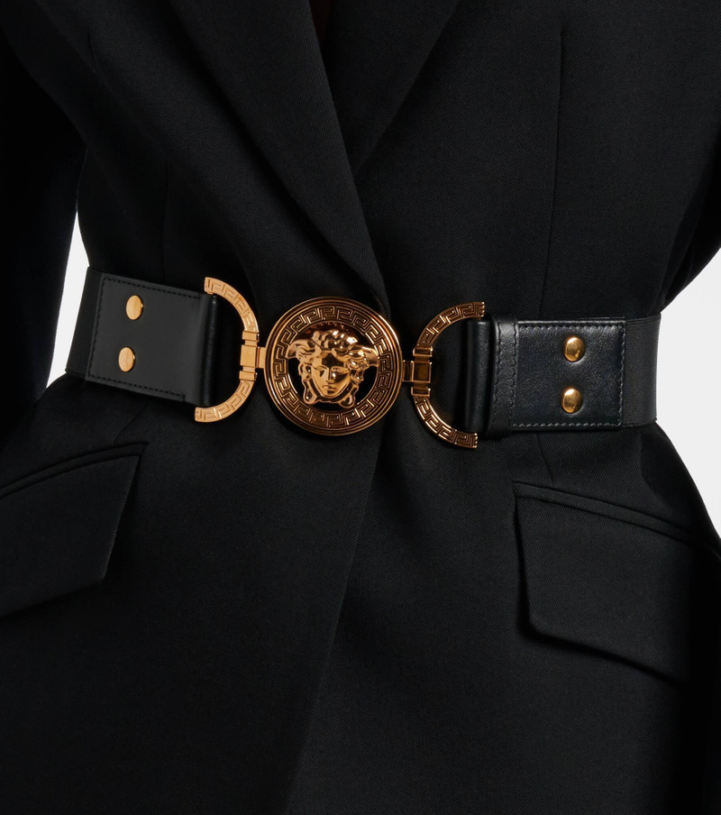 VERSACE Medusa '95 leather-trimmed belt outlook