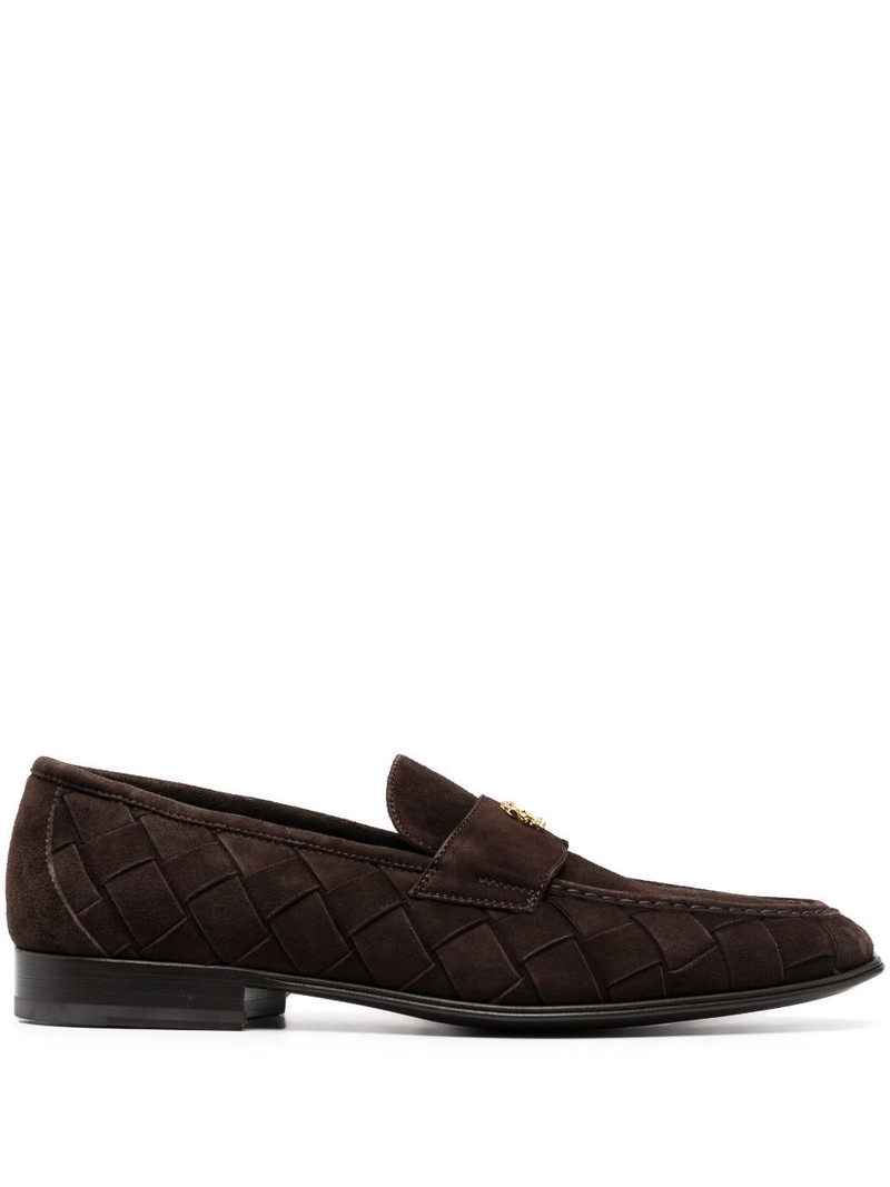 logo-plaque suede loafers 1