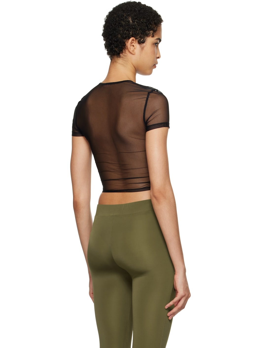 Black Mesh Crop T-shirt - 3