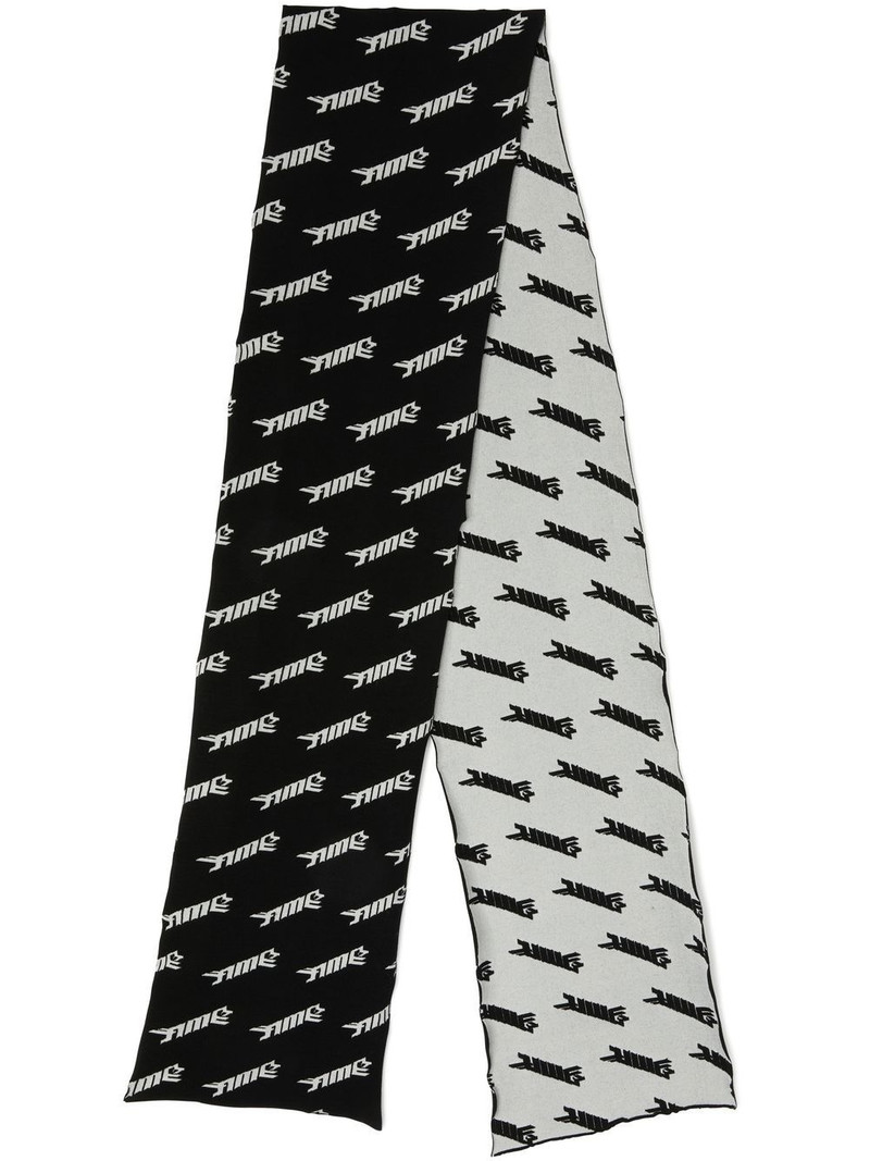intarsia logo-knit virgin wool-blend scarf 1