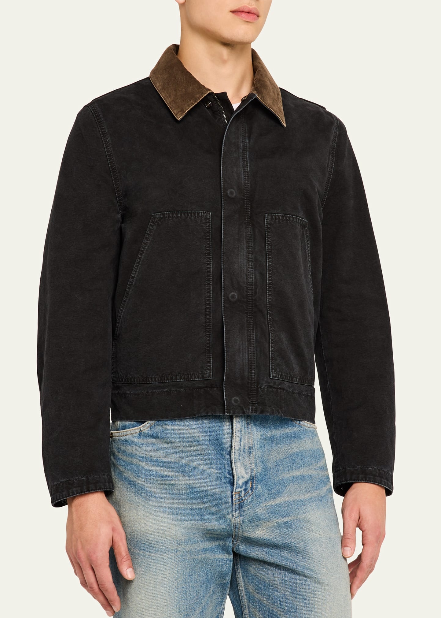 Men's Canvas Corduroy-Collar Work Jacket - 4