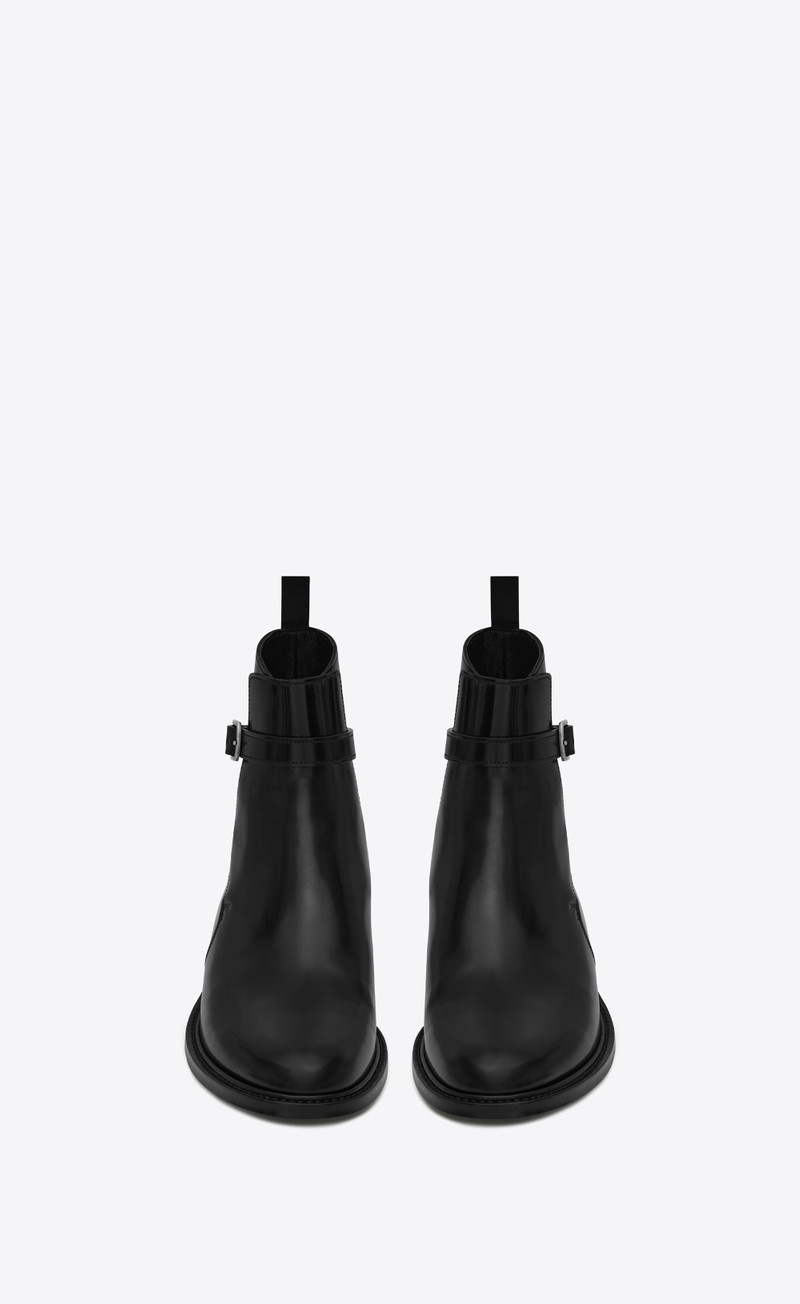 SAINT LAURENT army jodhpur booties in shiny leather outlook