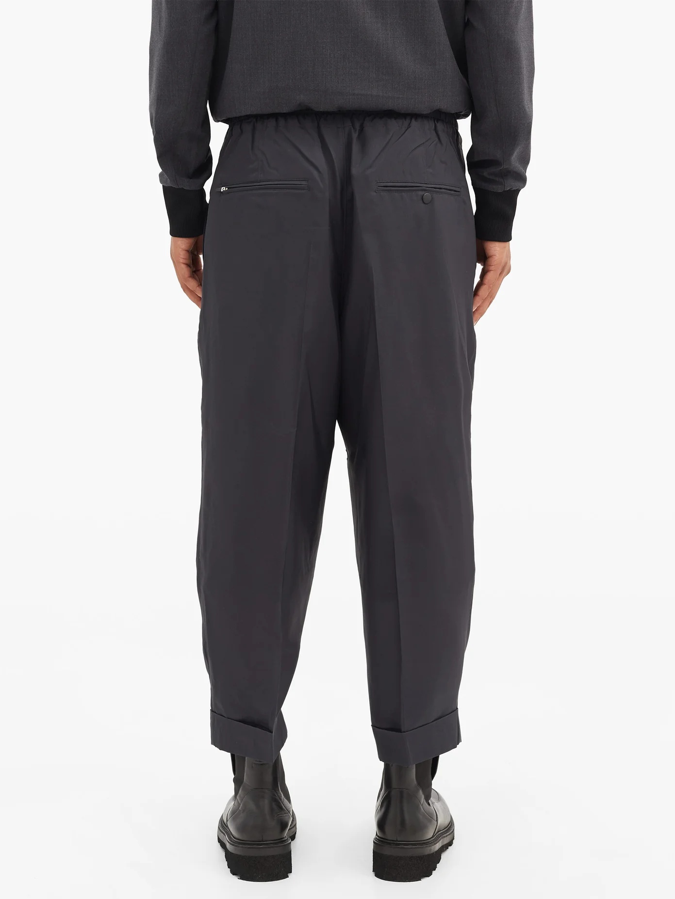 Turned-up cuff ripstop tapered track pants - 5