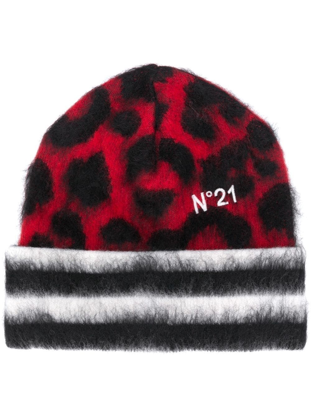 Crystal-Embellished Zebra-Jacquard Beanie  - 1