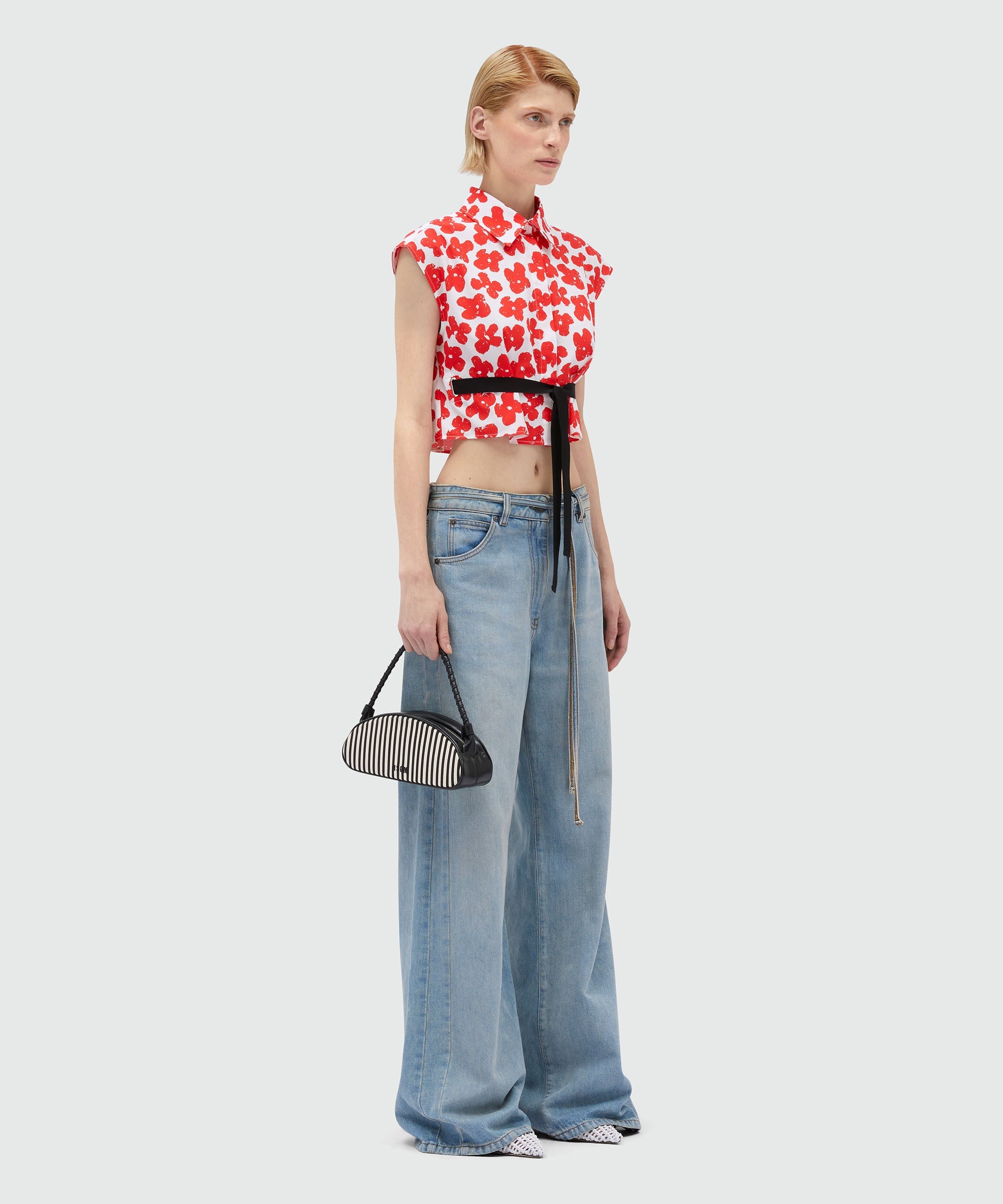 Cropped shirt with "Puffy flowers" print - 4