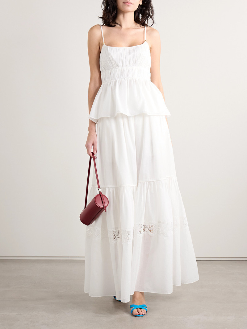 Aje. Acapella Gathered Cotton-voile Peplum Top outlook