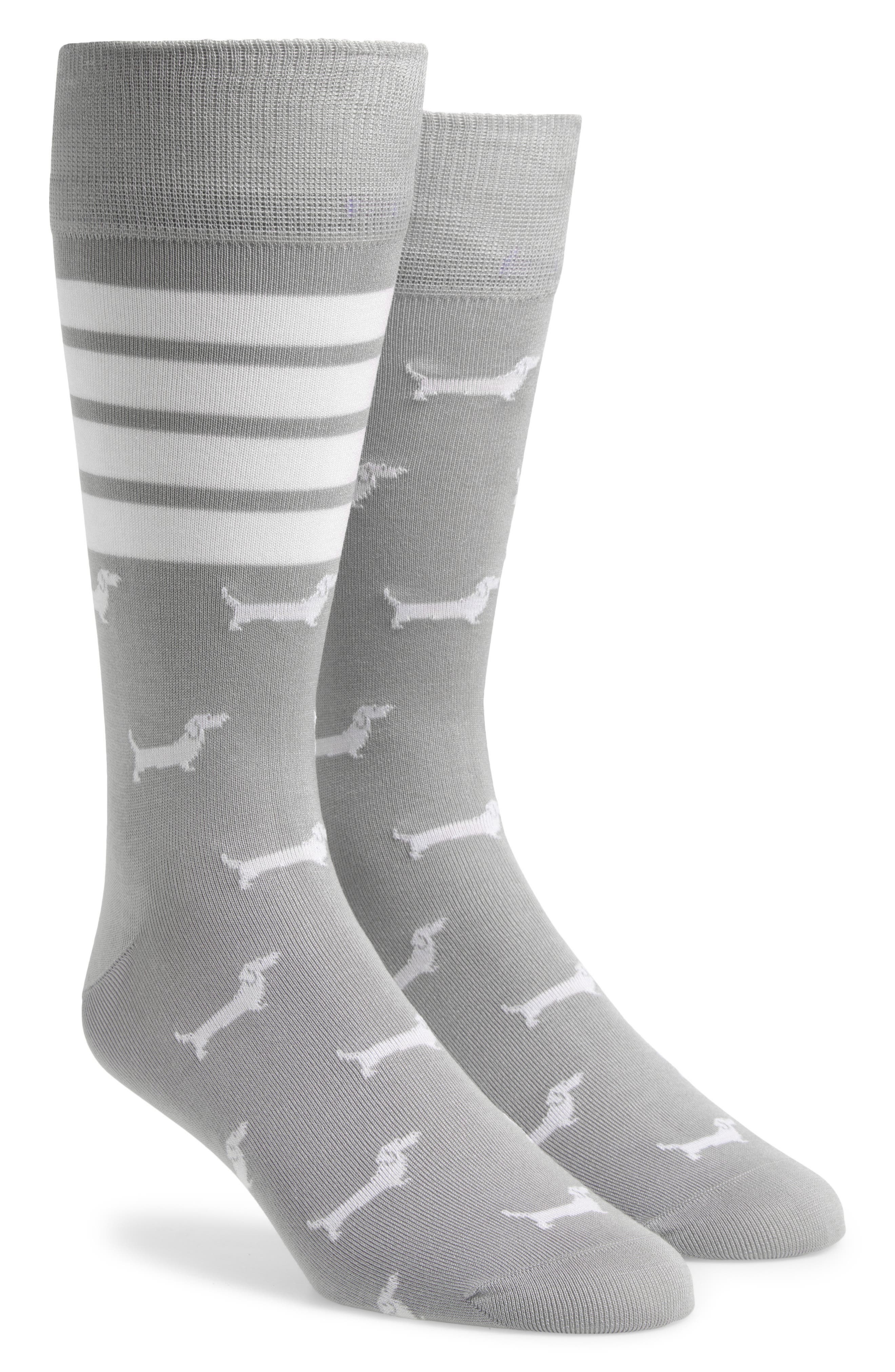 Thom Browne 4-Bar Hector Jacquard Crew Socks in Light Grey at Nordstrom - 1