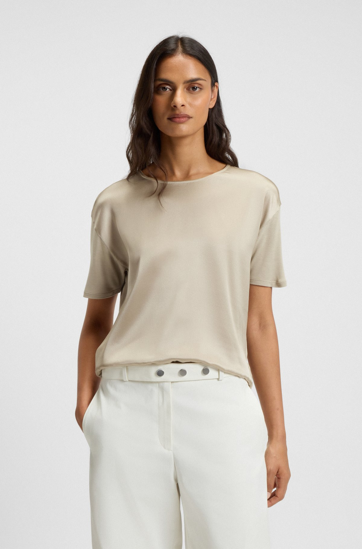 REGULAR-FIT JERSEY TOP WITH STRETCH-SILK FRONT - 2