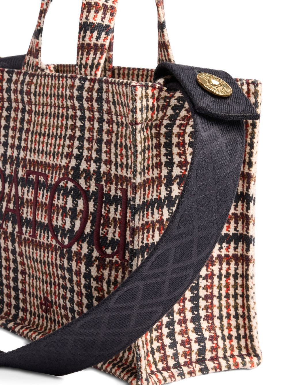 logo-embroidered houndstooth tote bag - 3