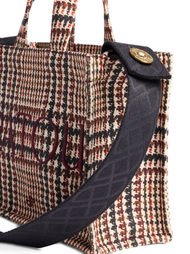 logo-embroidered houndstooth tote bag 3