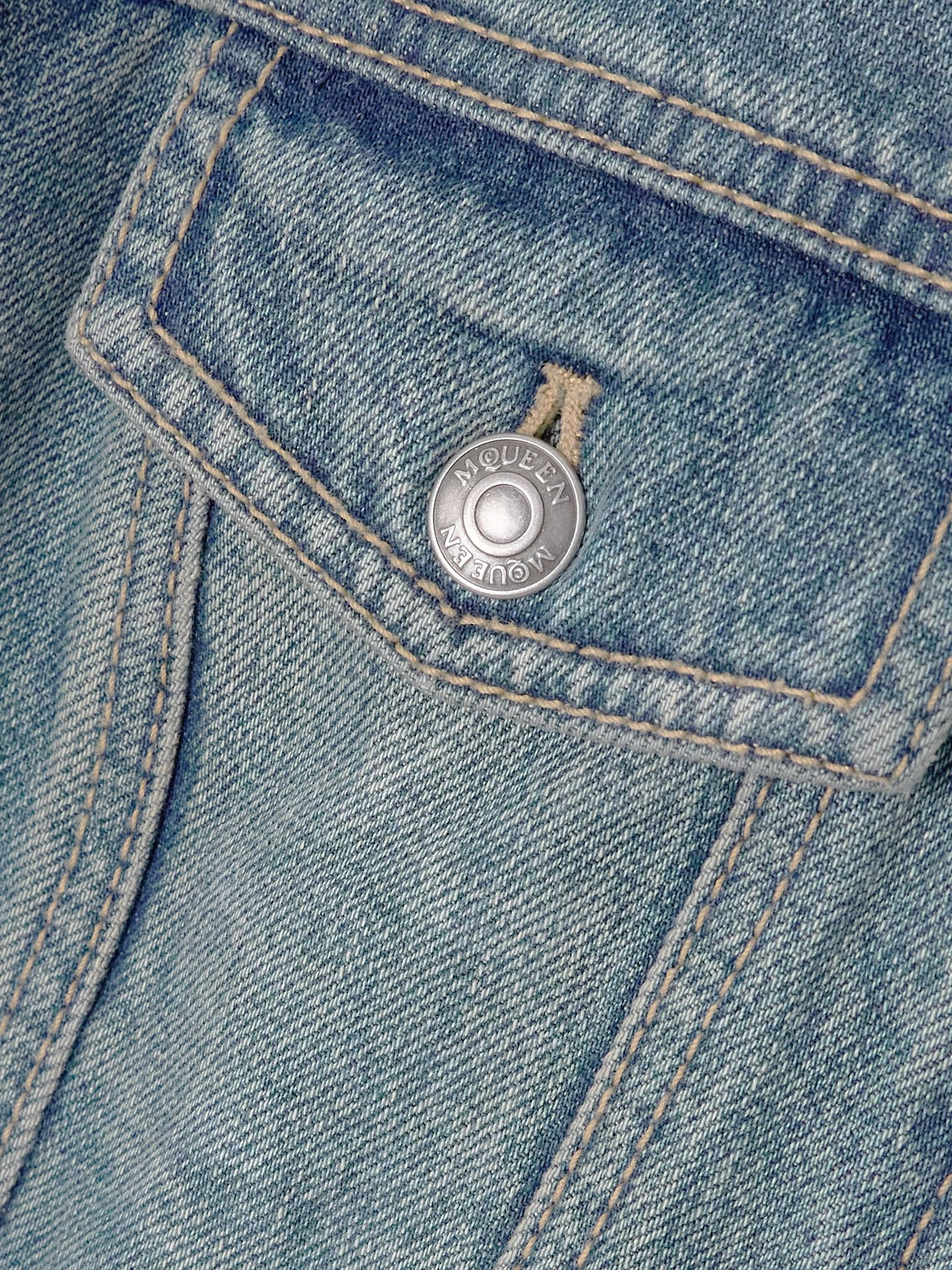 Corduroy-trimmed denim peplum jacket Indigo - 5