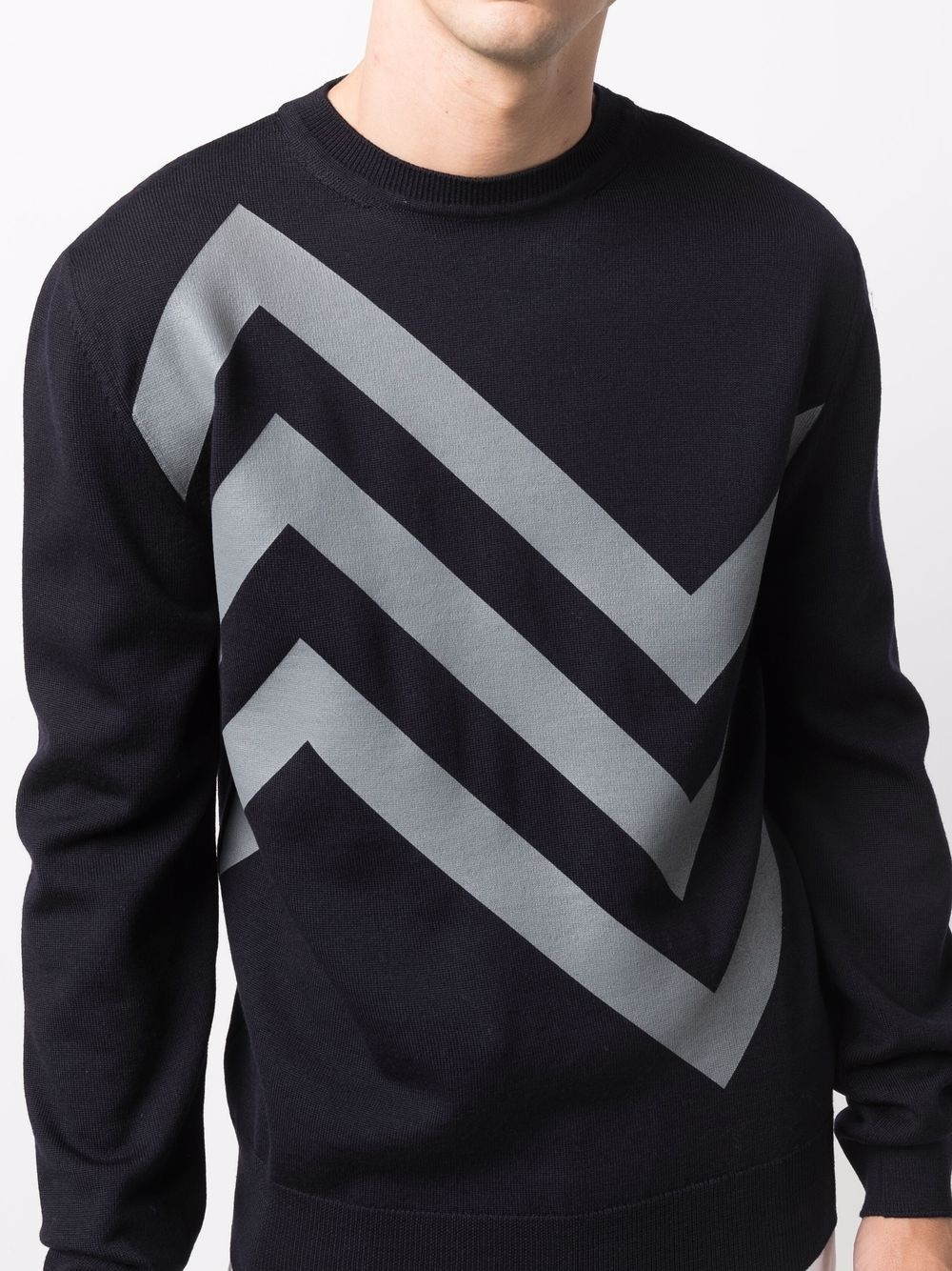 geometric-pattern crew neck jumper - 5