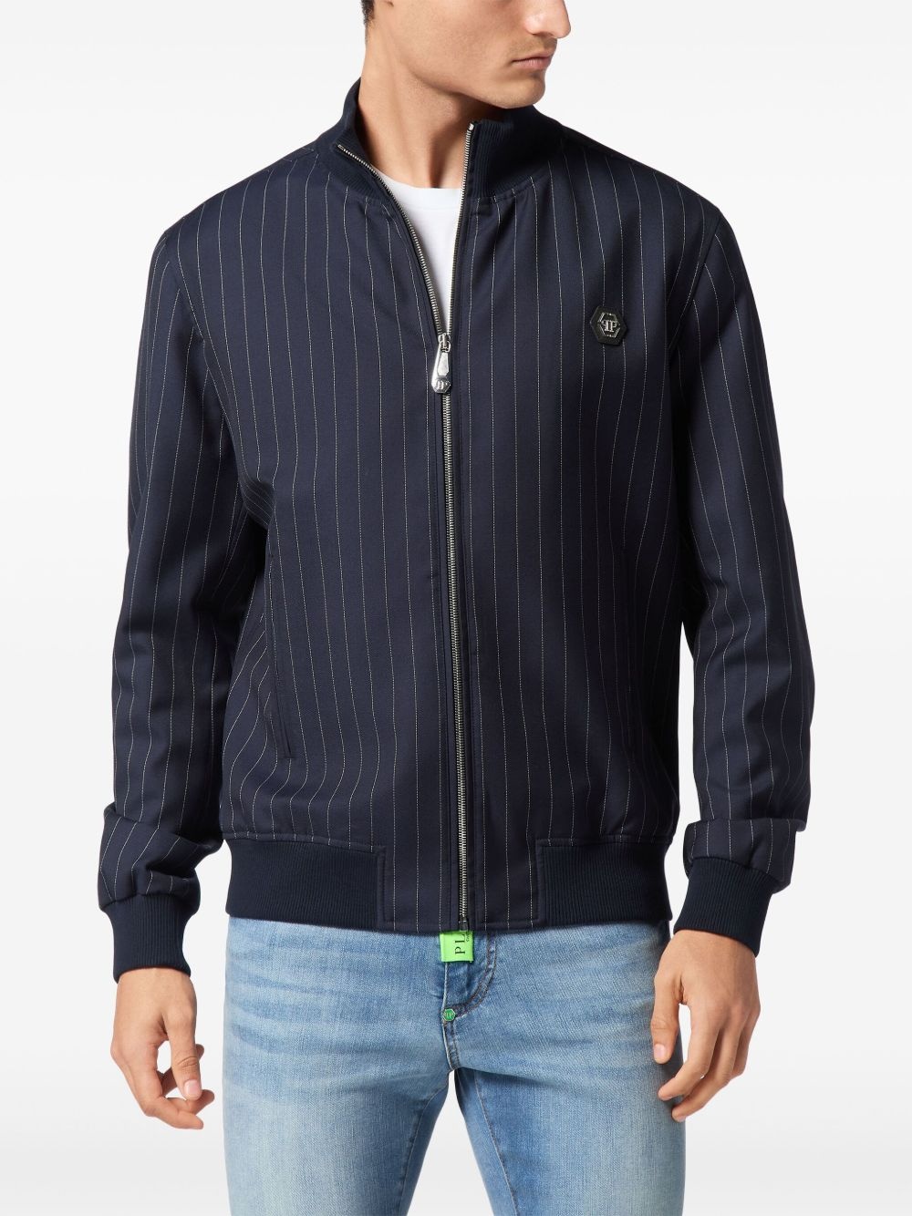 pinstriped bomber jacket - 3