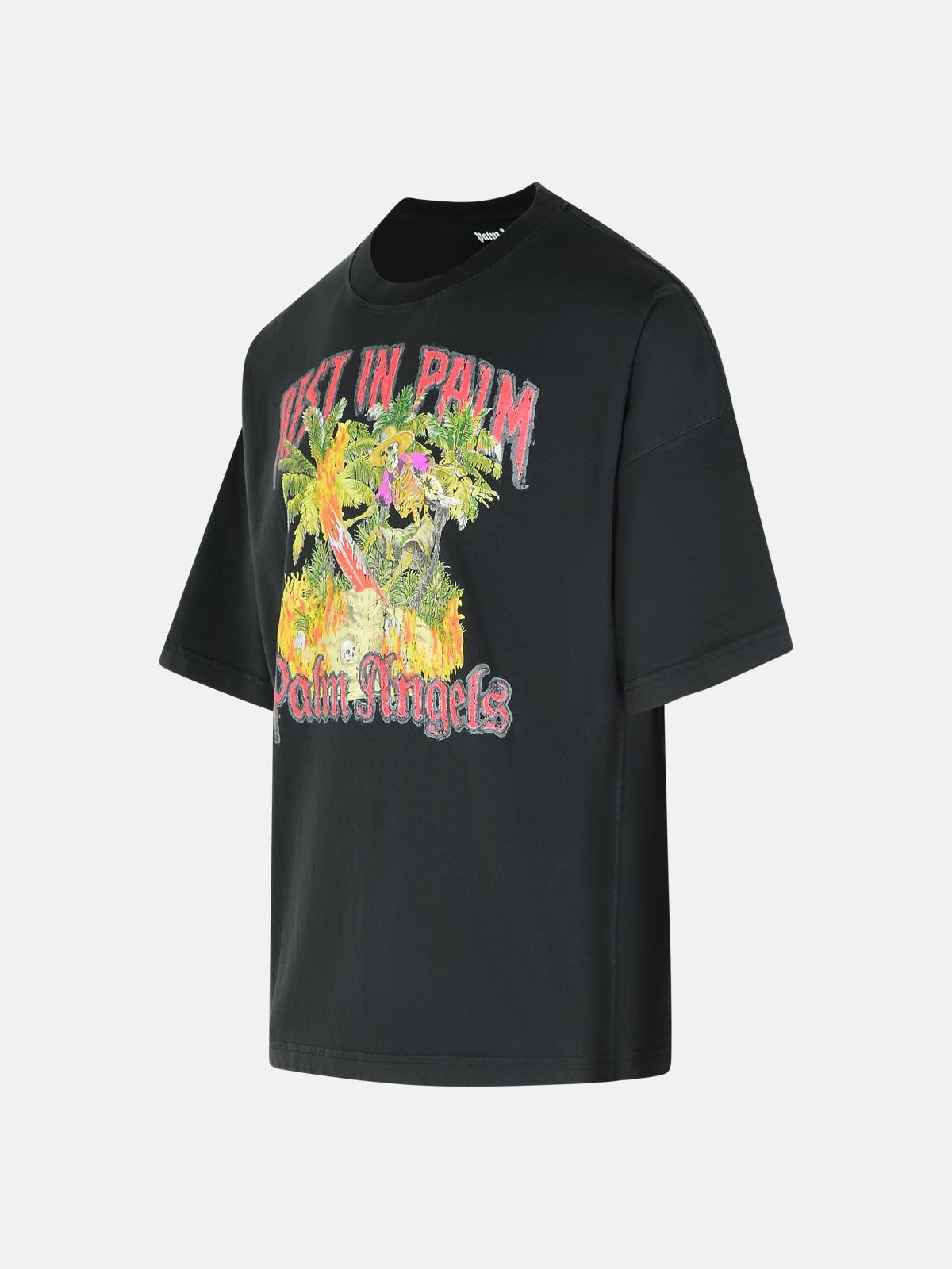 'REST IN PALM' BLACK COTTON T-SHIRT - 2