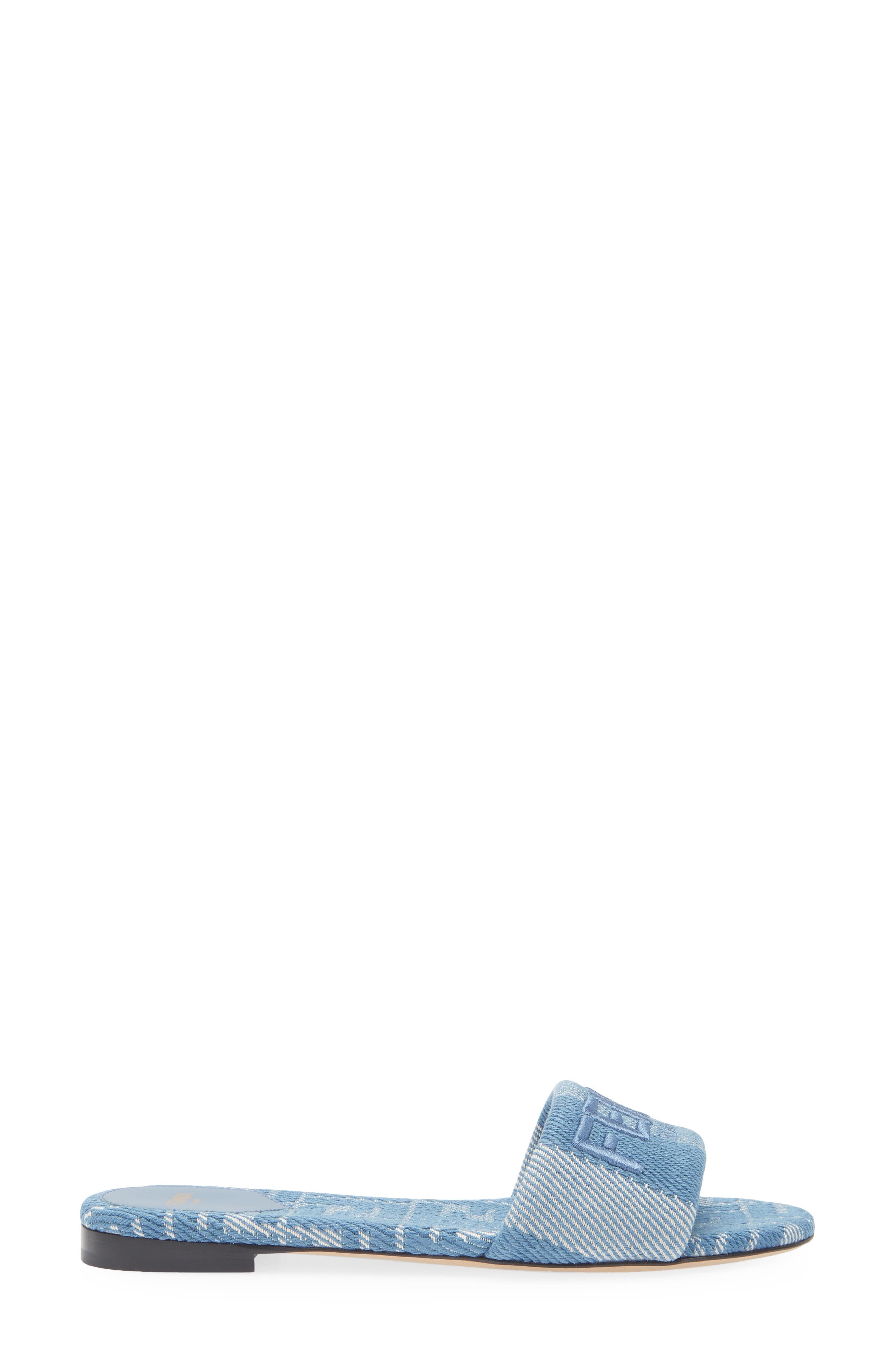 Fendi Signature Logo Slide Sandal in Bianco Blu Ceruleo at Nordstrom - 3