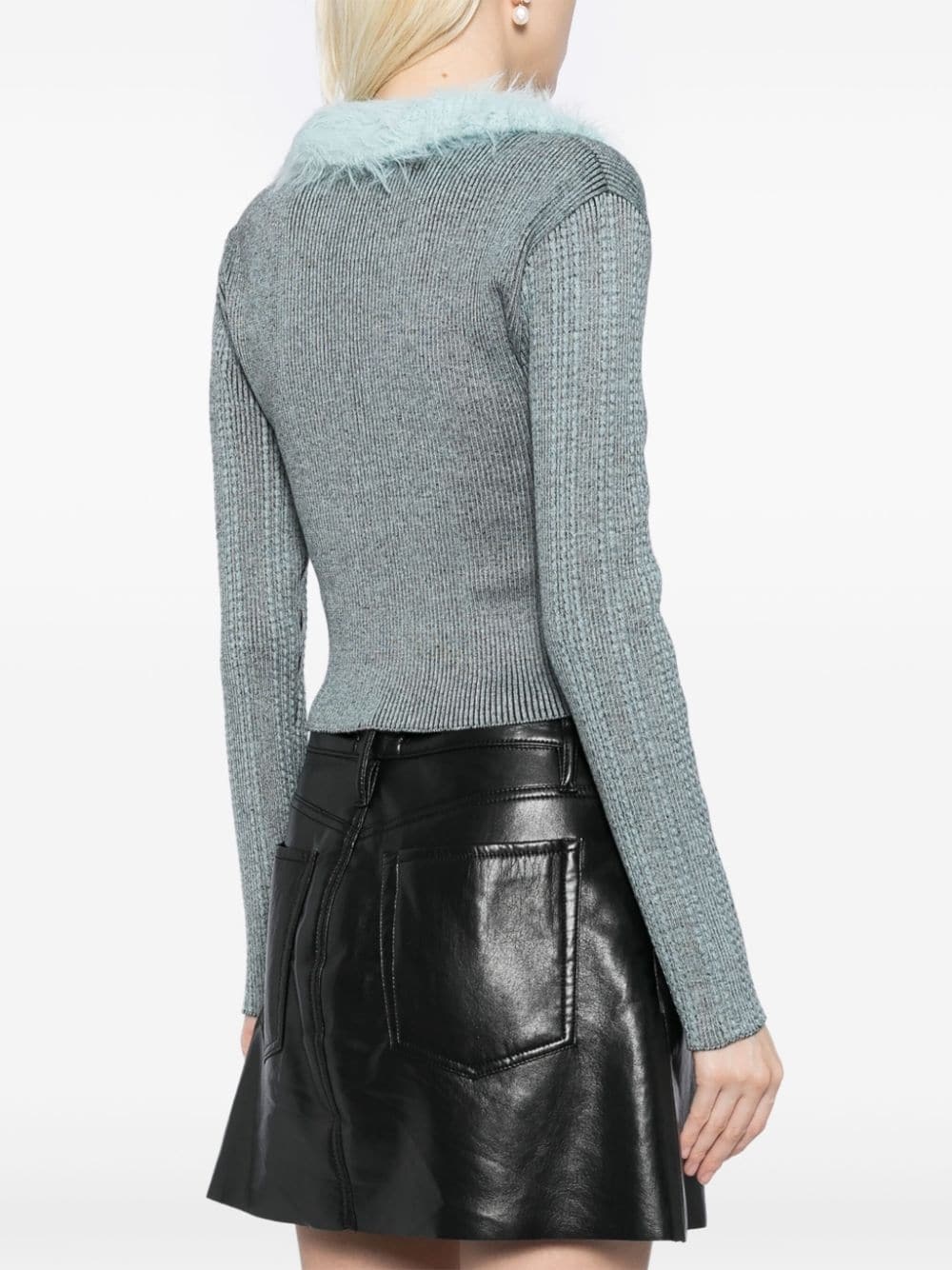 lace up knit cardigan - 4