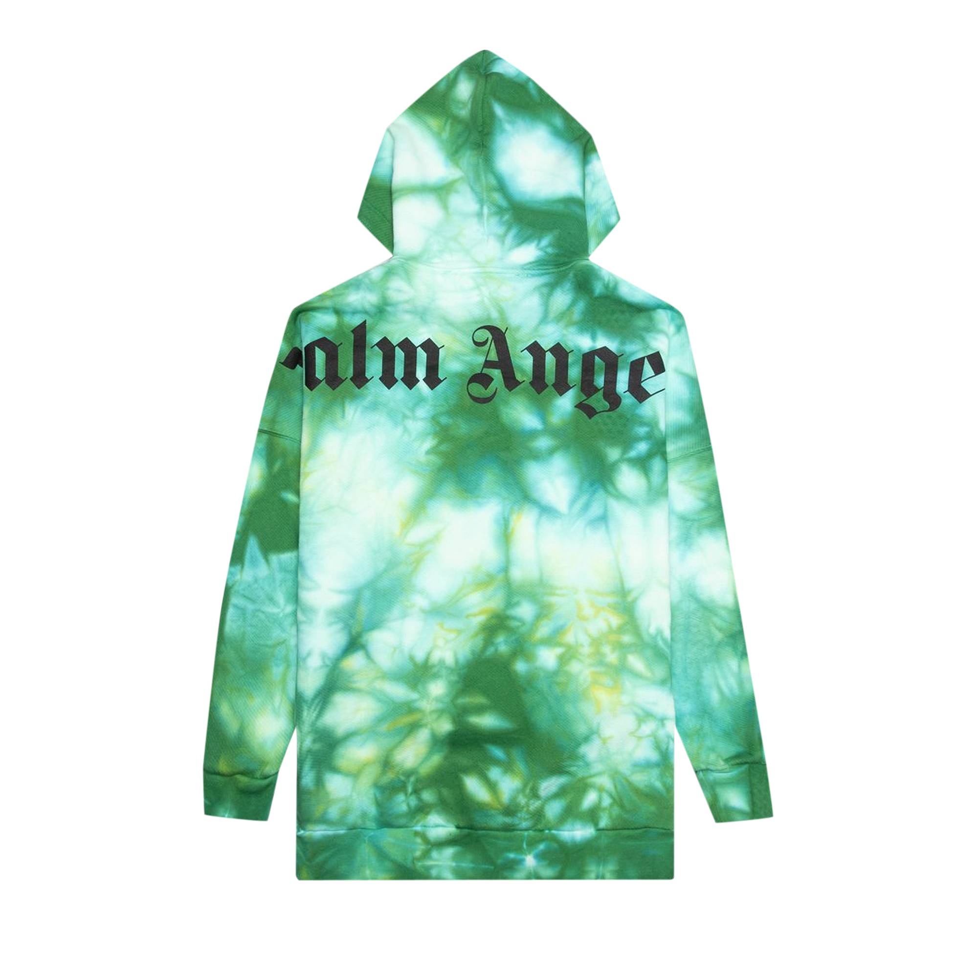 Palm Angels Tie Dye Logo Over Hoodie 'Forrest Green/Yellow' - 2