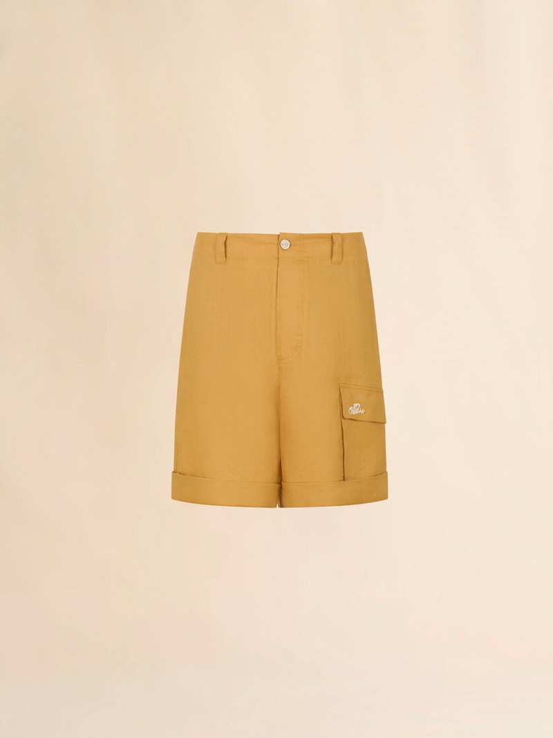 YELLOW RAMIE CARGO SHORTS WITH MARNI WAVE LOGO 1