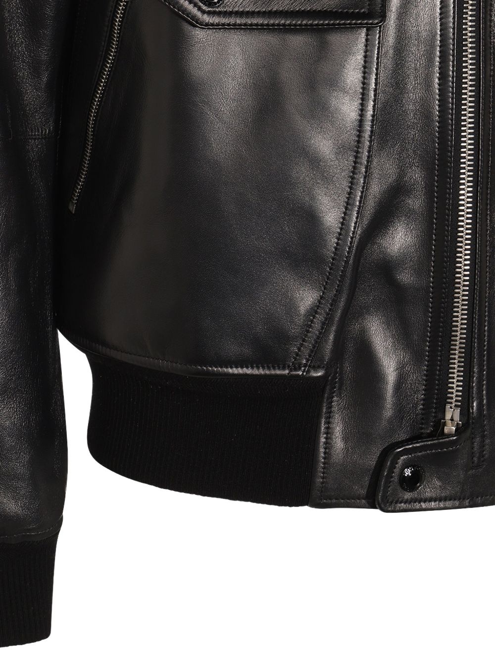 zip-front leather jacket - 4
