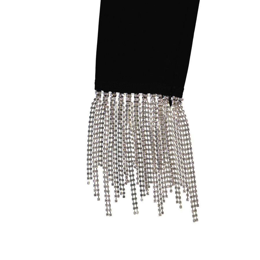 Burberry Ladies Black Crystal Fringe Detail Stretch Jersey Leggings - 7