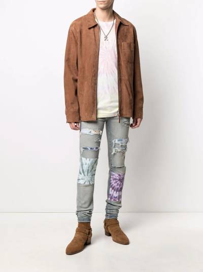 AMIRI bandana-underlay distressed slim-fit jeans outlook