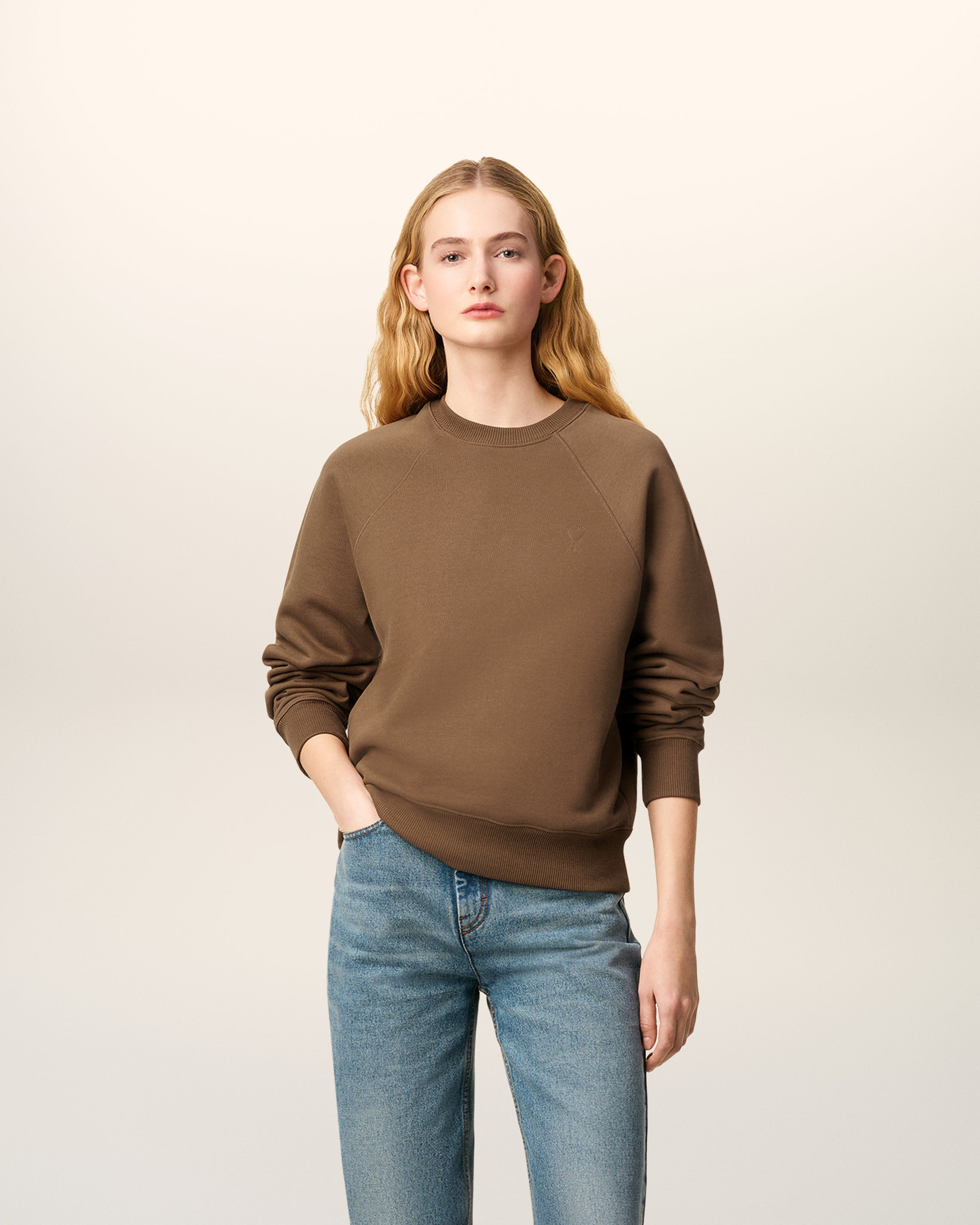BROWN COTTON AMI DE COEUR SWEATSHIRT - 2