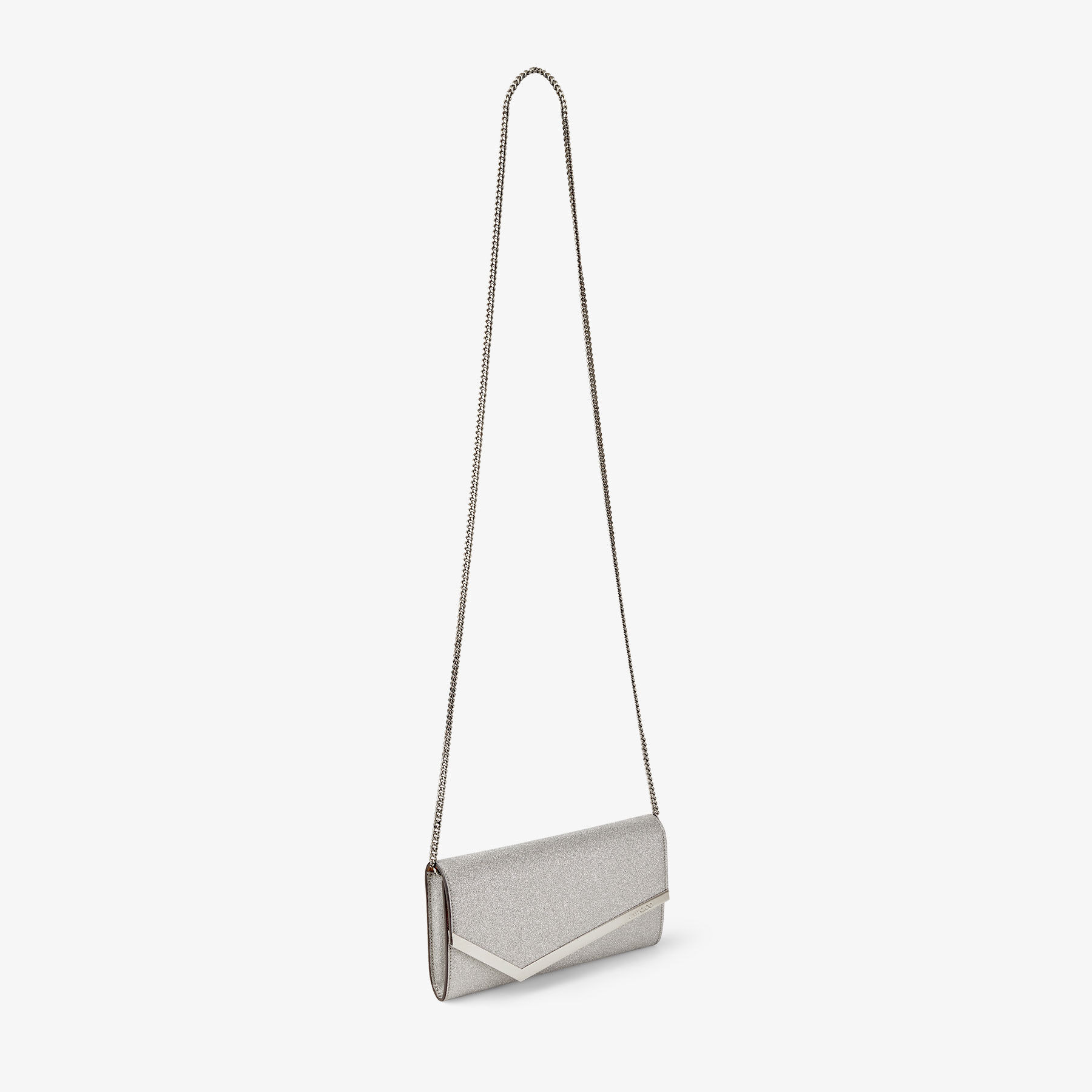 Emmie
Silver Fine Glitter Leather Clutch Bag - 5