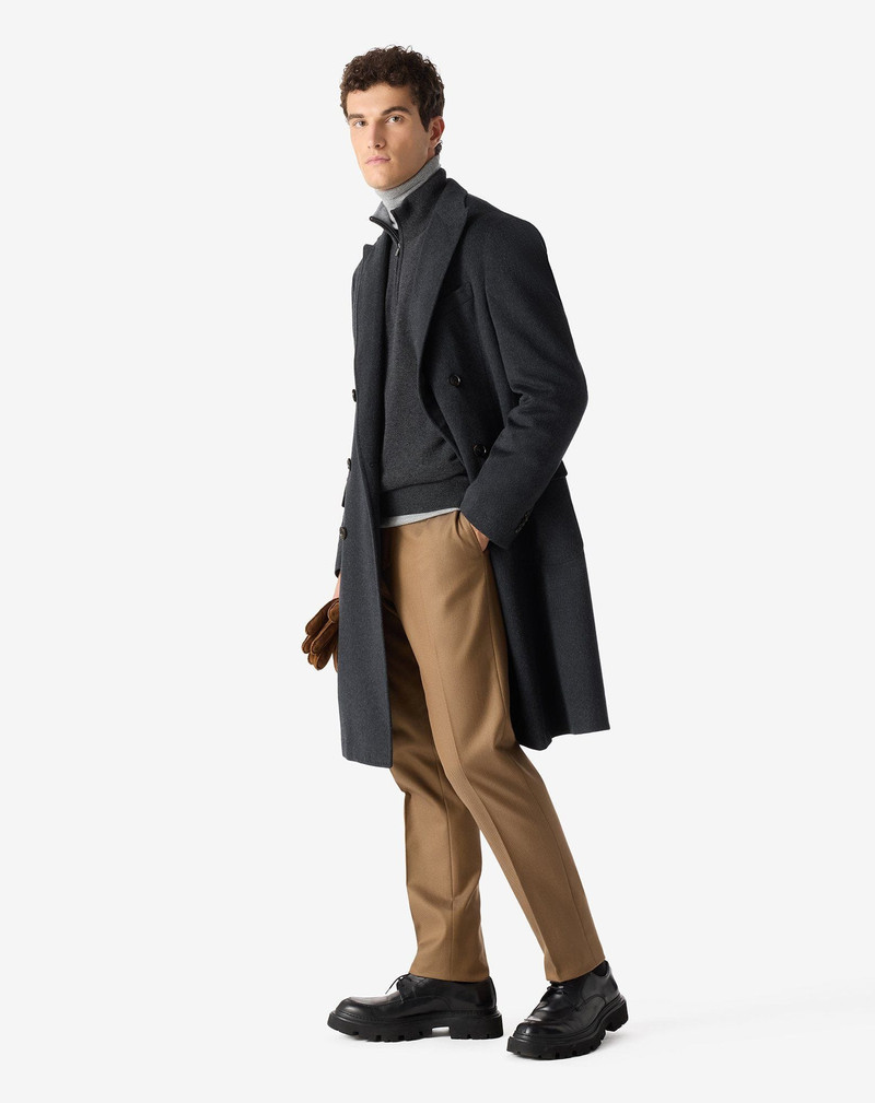 CORNELIANI Anthracite grey pure wool beaver coat outlook