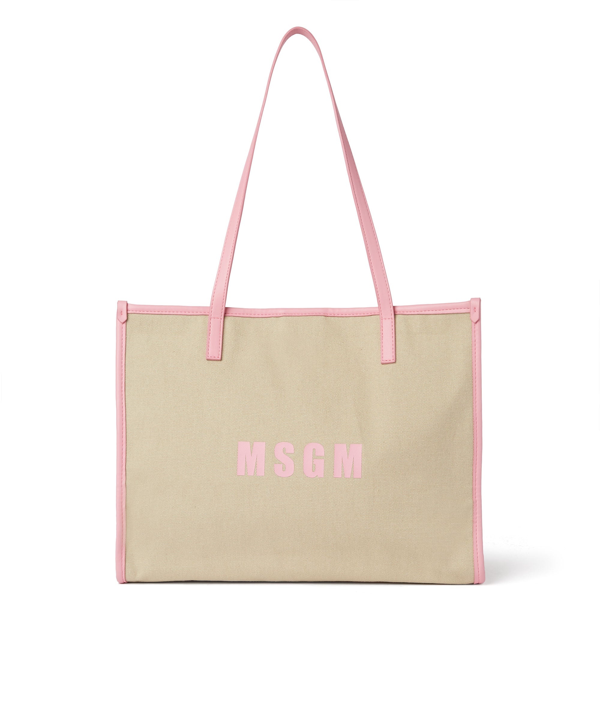 Canvas tote bag with piping and printed logo - 1