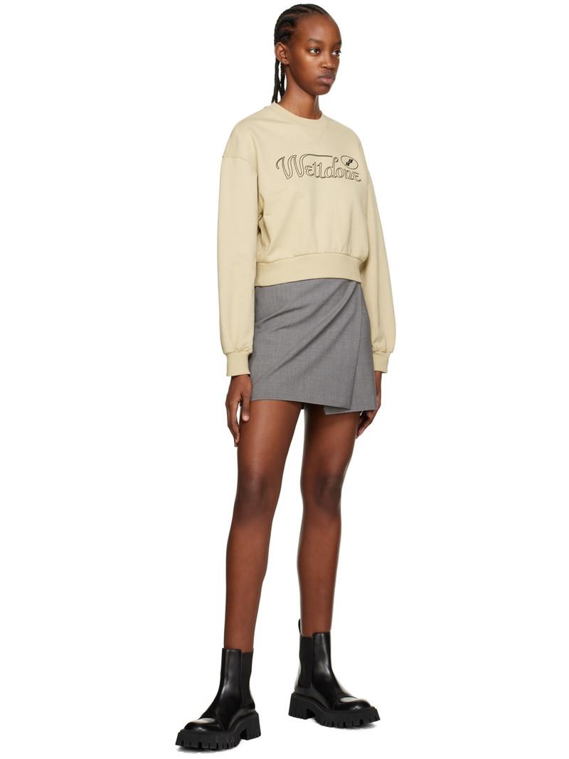 We11done Beige Cursive Crop Sweatshirt outlook