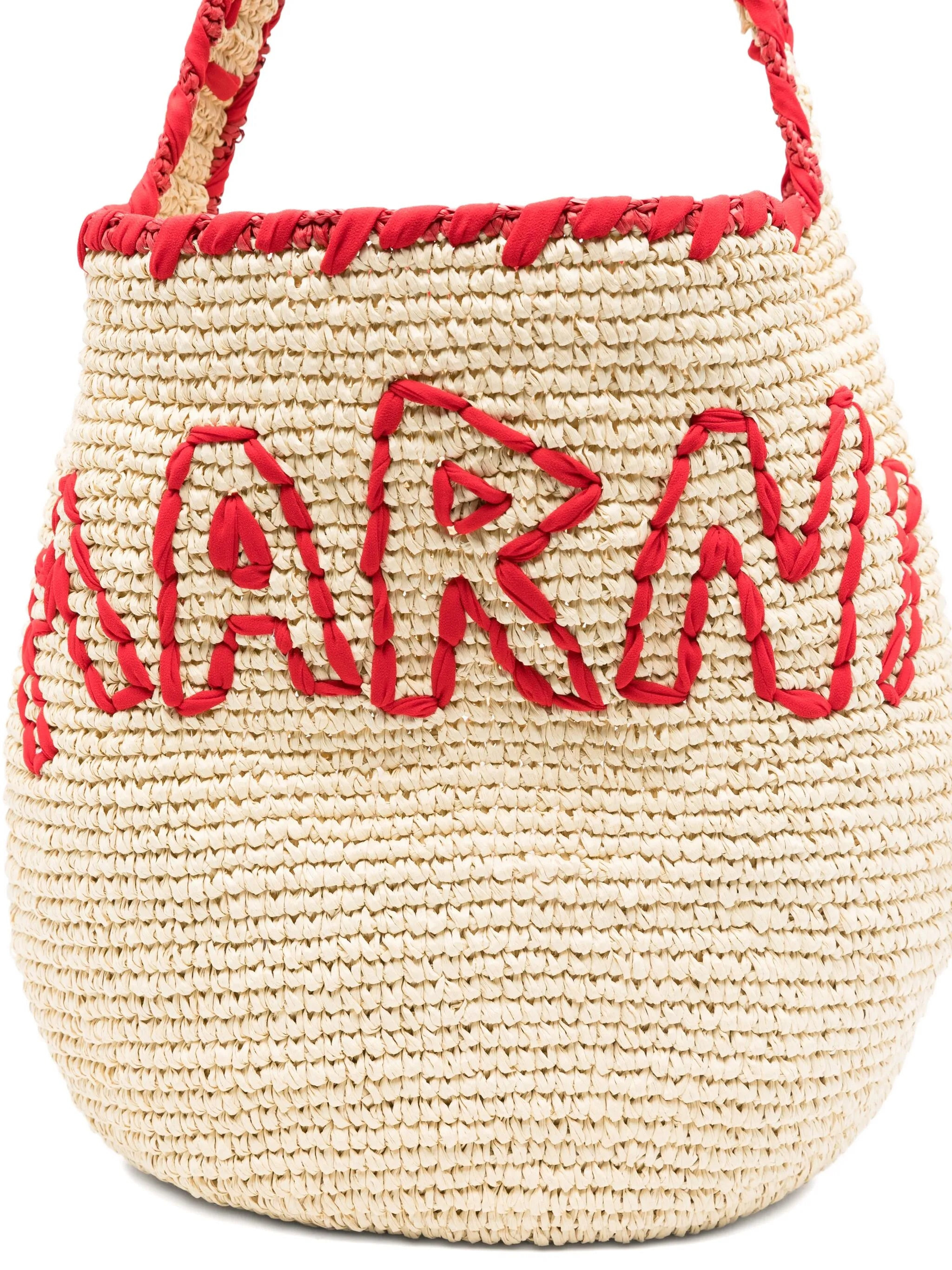 Marni Logo-embroidered Paper Shoulder Bag - 3