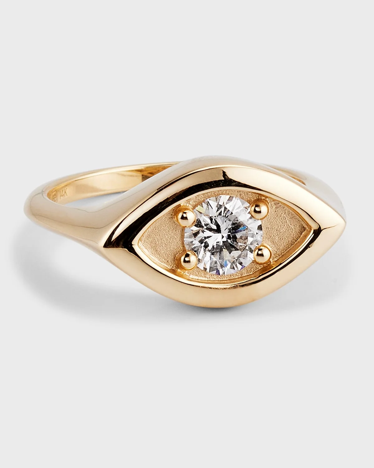 14K Large Marquis Eye Signet Ring - 1