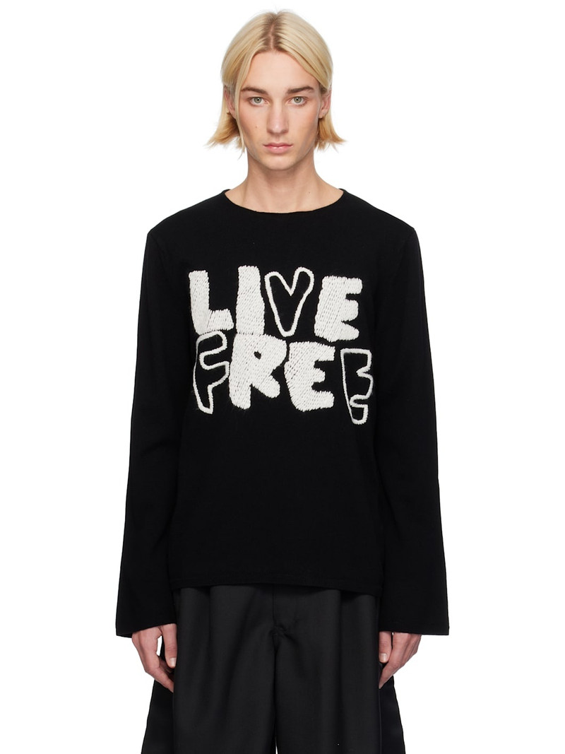 Black 'LIVE FREE' Sweater - 1