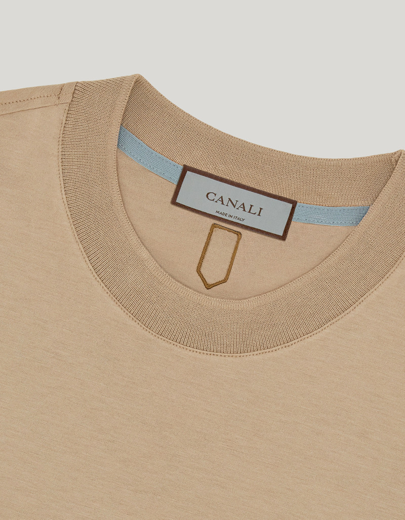 SABLE COTTON AND SILK JERSEY T-SHIRT WITH RIBBED COLLAR AND CUFFS 4
