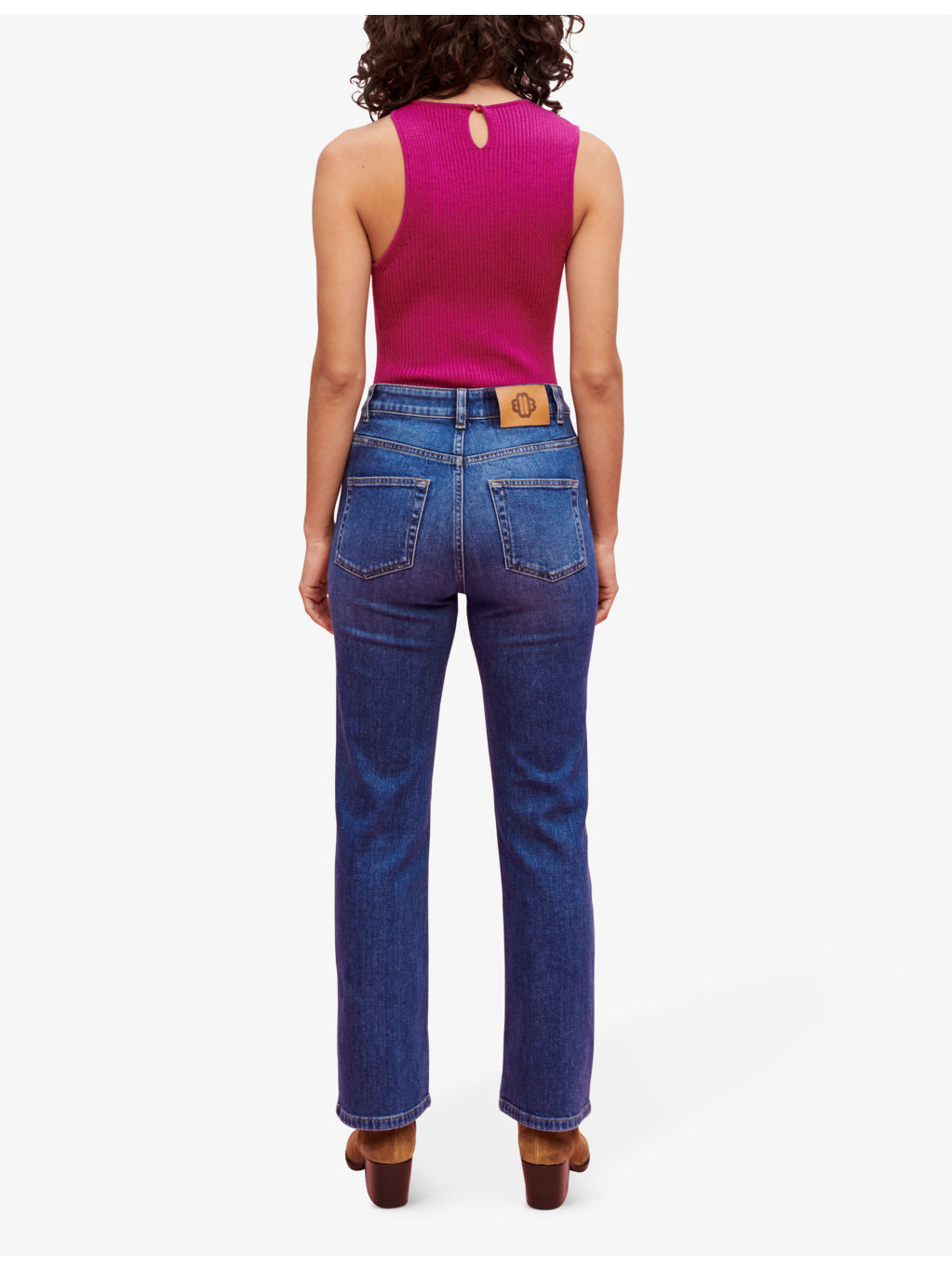 Button-down high-rise flared-leg stretch-denim jeans - 3